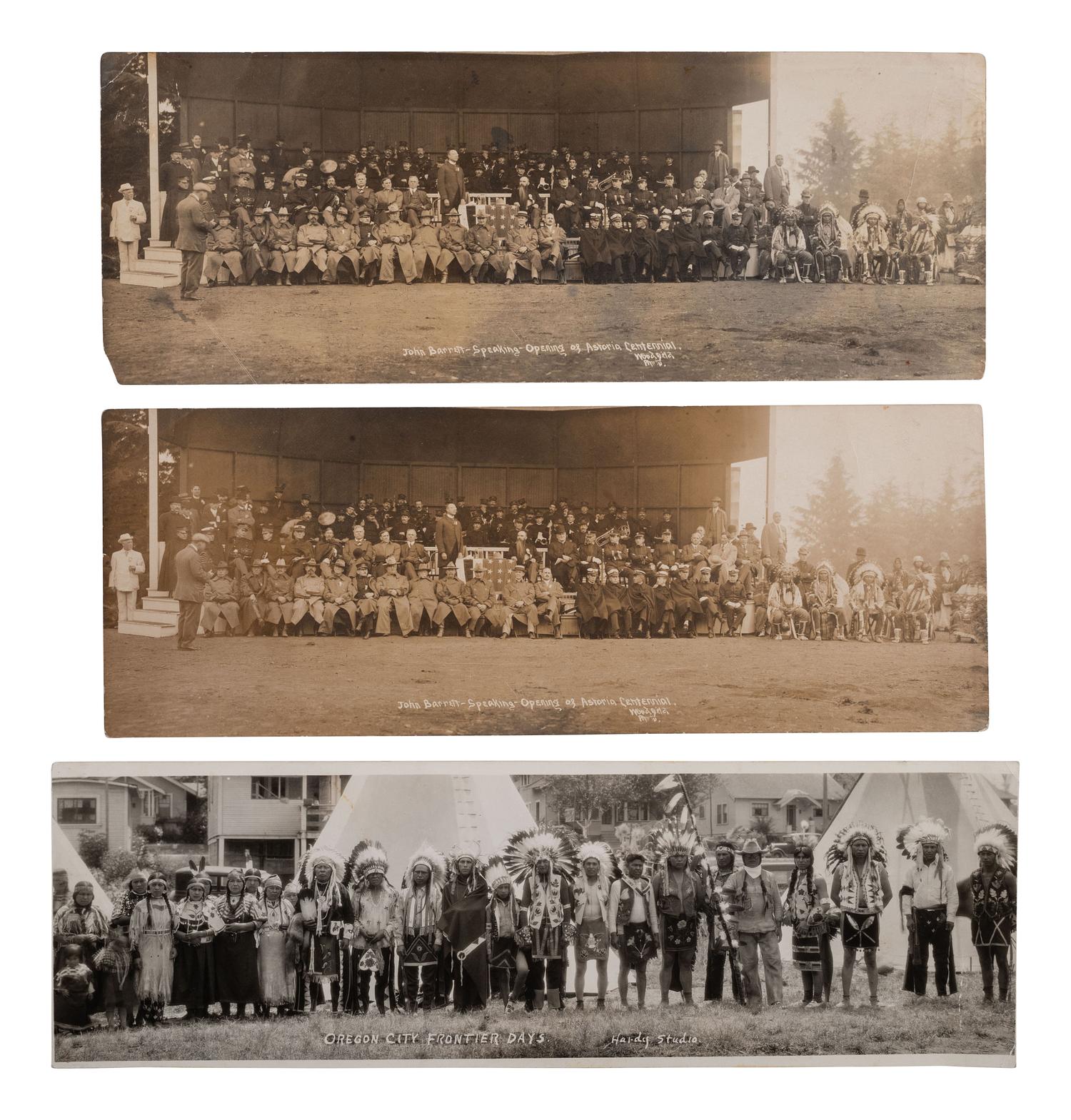 [NATIVE AMERICANS]. 9 panoramic photos of Native American subjects, most by BARKER, Lewiston, ID.