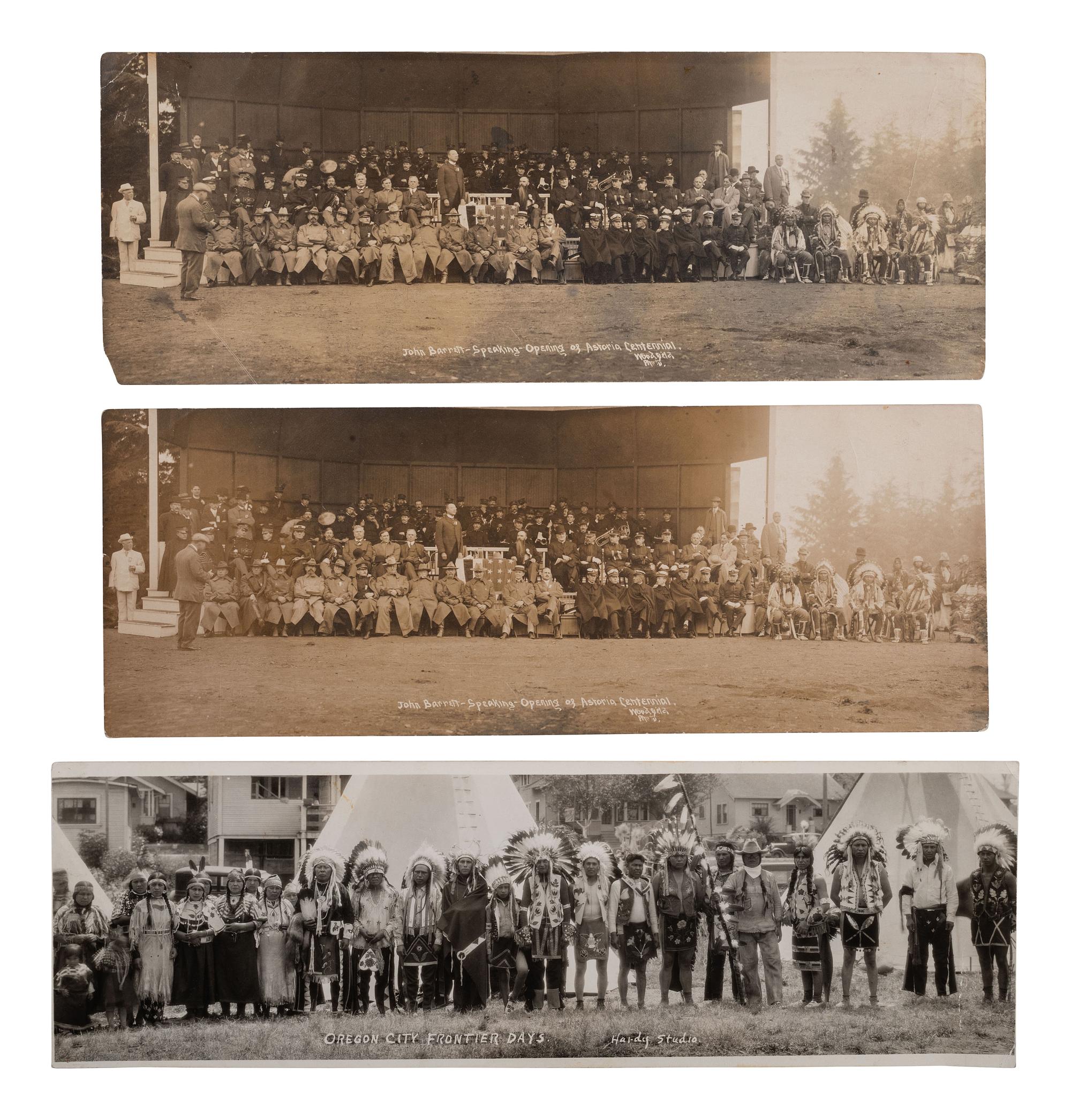 [NATIVE AMERICANS]. 9 panoramic photos of Native American subjects, most by BARKER, Lewiston, ID.
