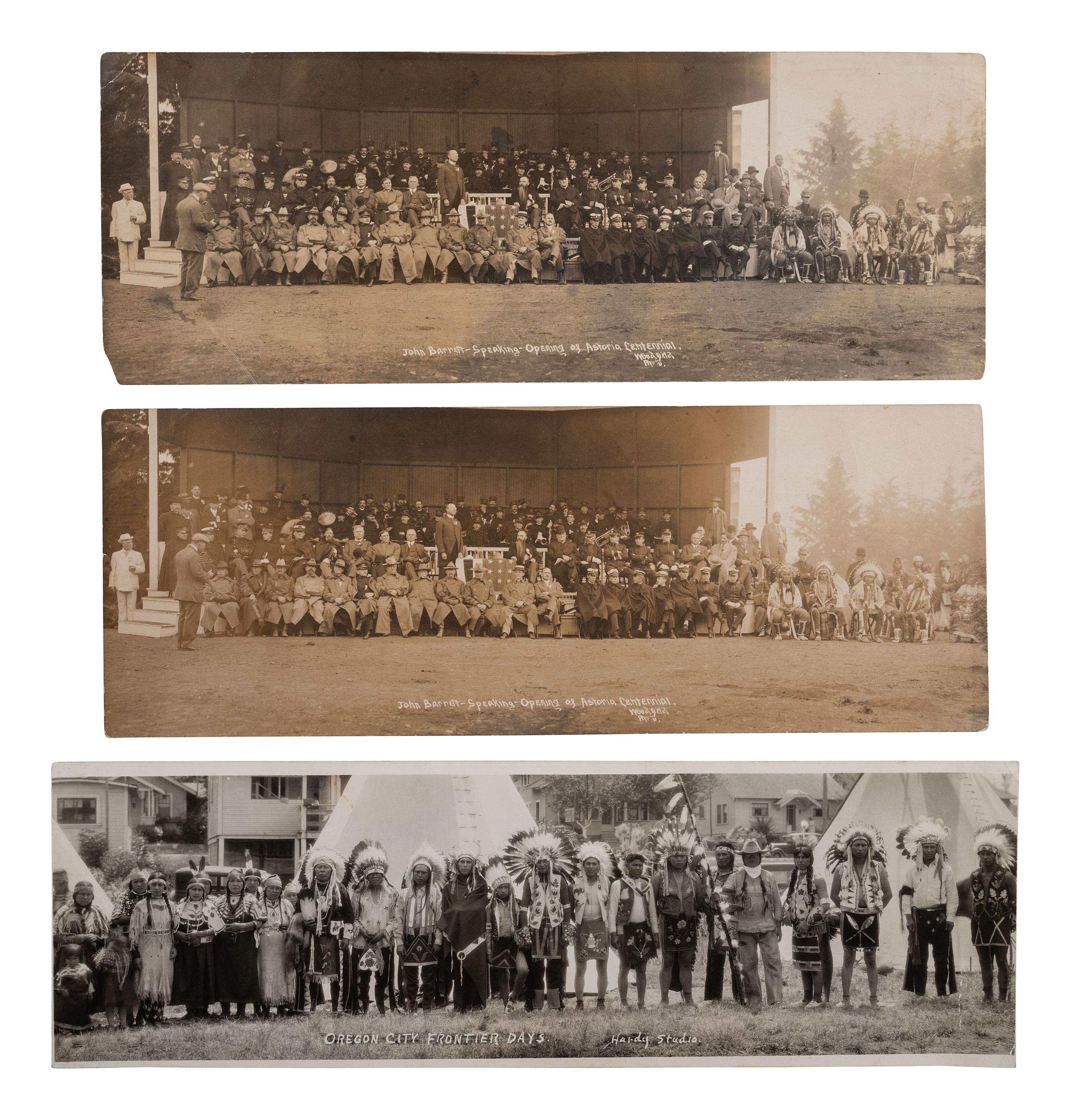 [NATIVE AMERICANS]. 9 panoramic photos of Native American subjects, most by BARKER, Lewiston, ID.