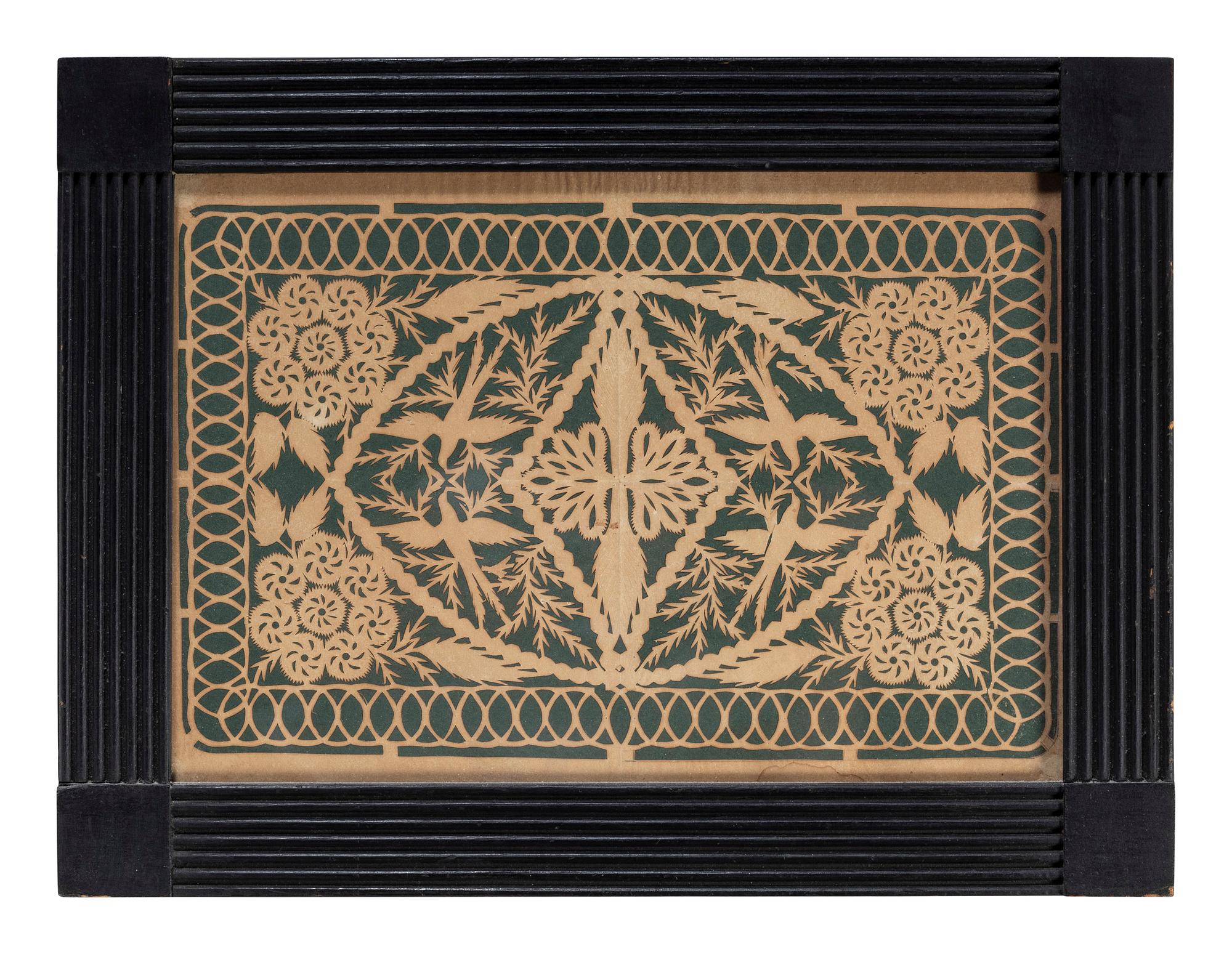 A Scherenschnitte Cutwork Picture with Birds and Flowers