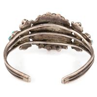 Zuni Silver and Turquoise Cluster Cuff Bracelet