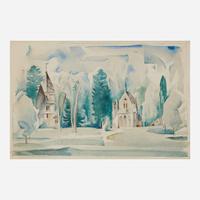 Earl Horter (American, 1881-1940) Church in a Clearing; together with a companion