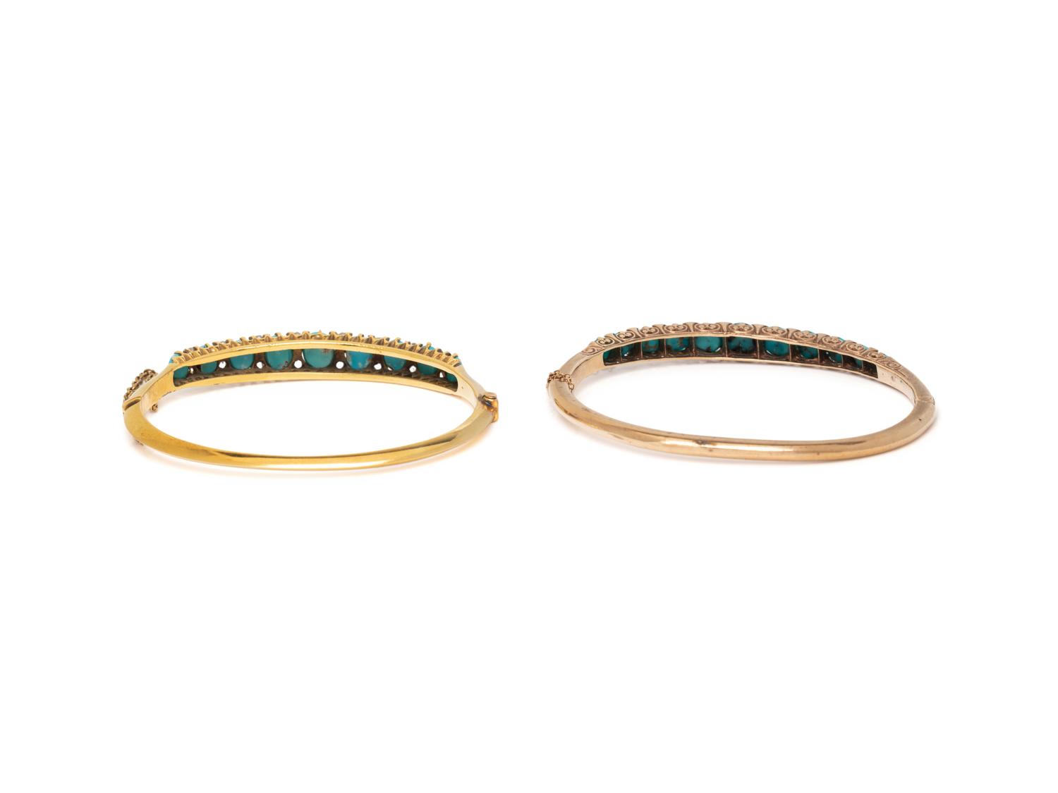 VICTORIAN, COLLECTION OF TURQUOISE AND DIAMOND BANGLE BRACELETS