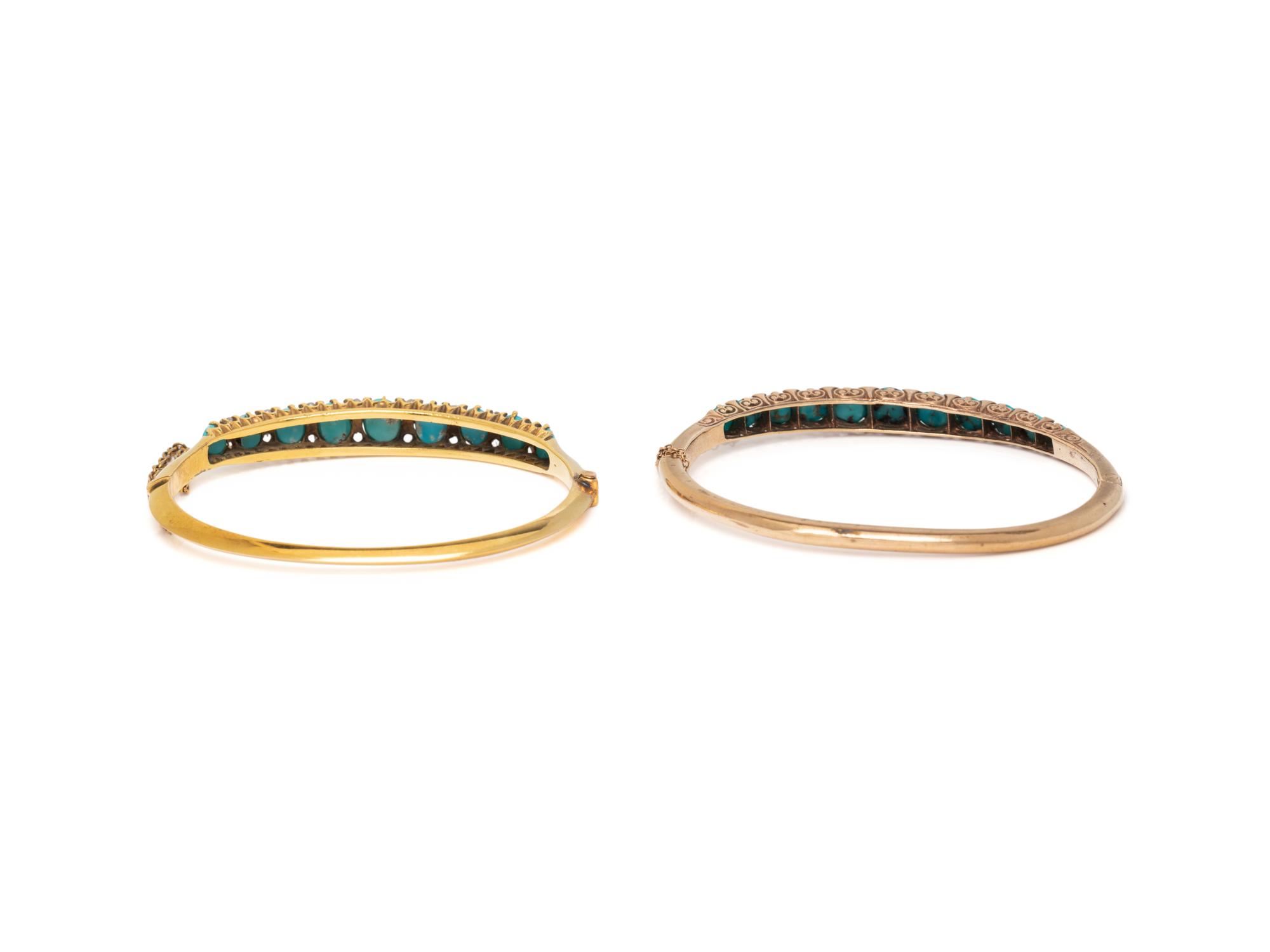 VICTORIAN, COLLECTION OF TURQUOISE AND DIAMOND BANGLE BRACELETS