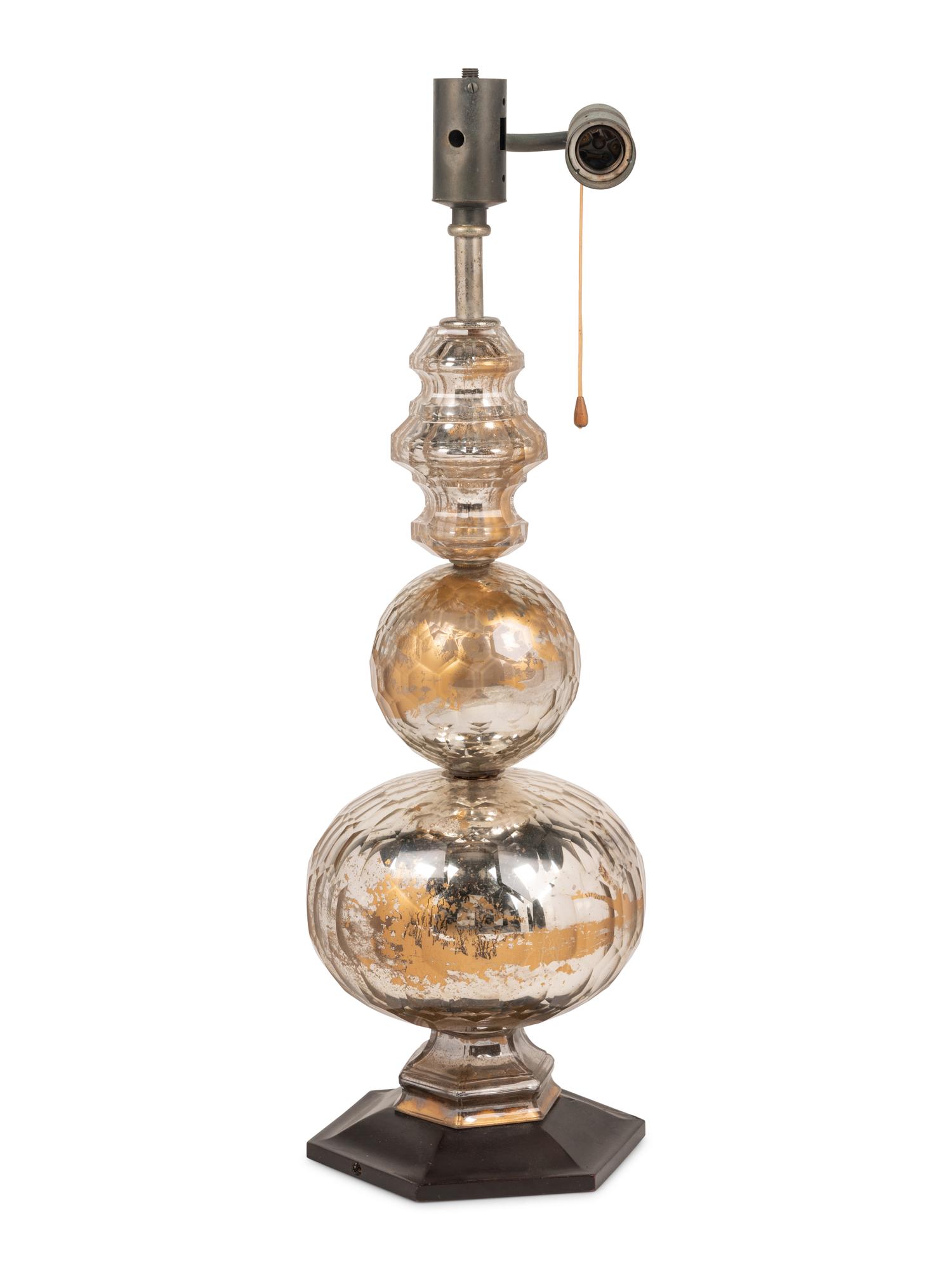A Faceted Mercury Glass Lamp