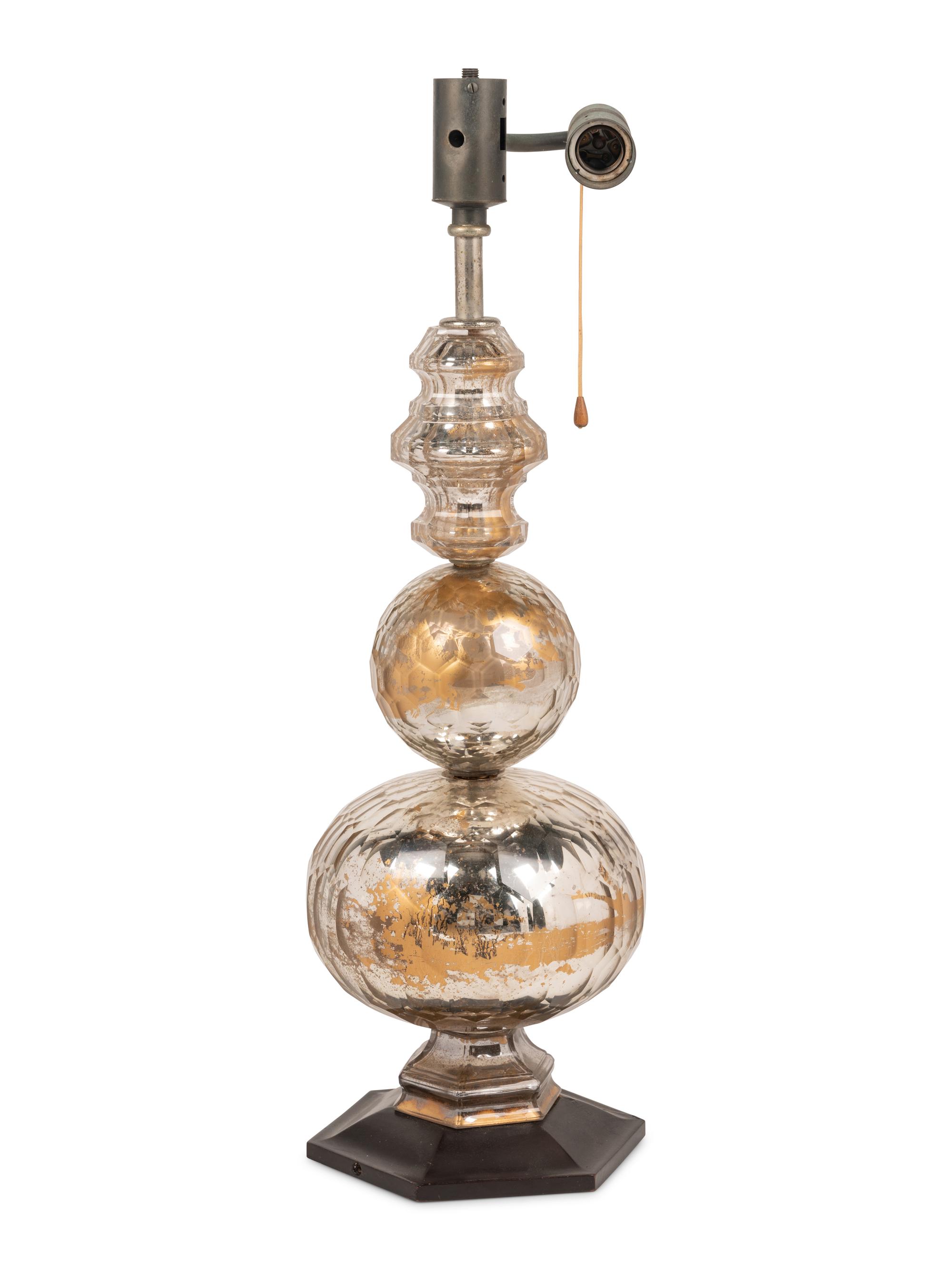 A Faceted Mercury Glass Lamp