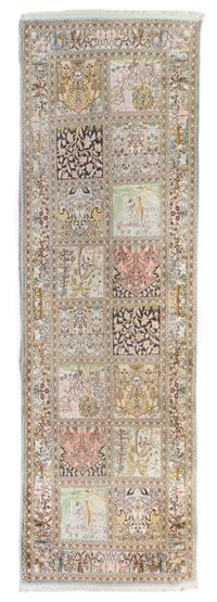 An Indian Pictorial Wool Palace Runner 12 feet x 3 feet 11 inches.