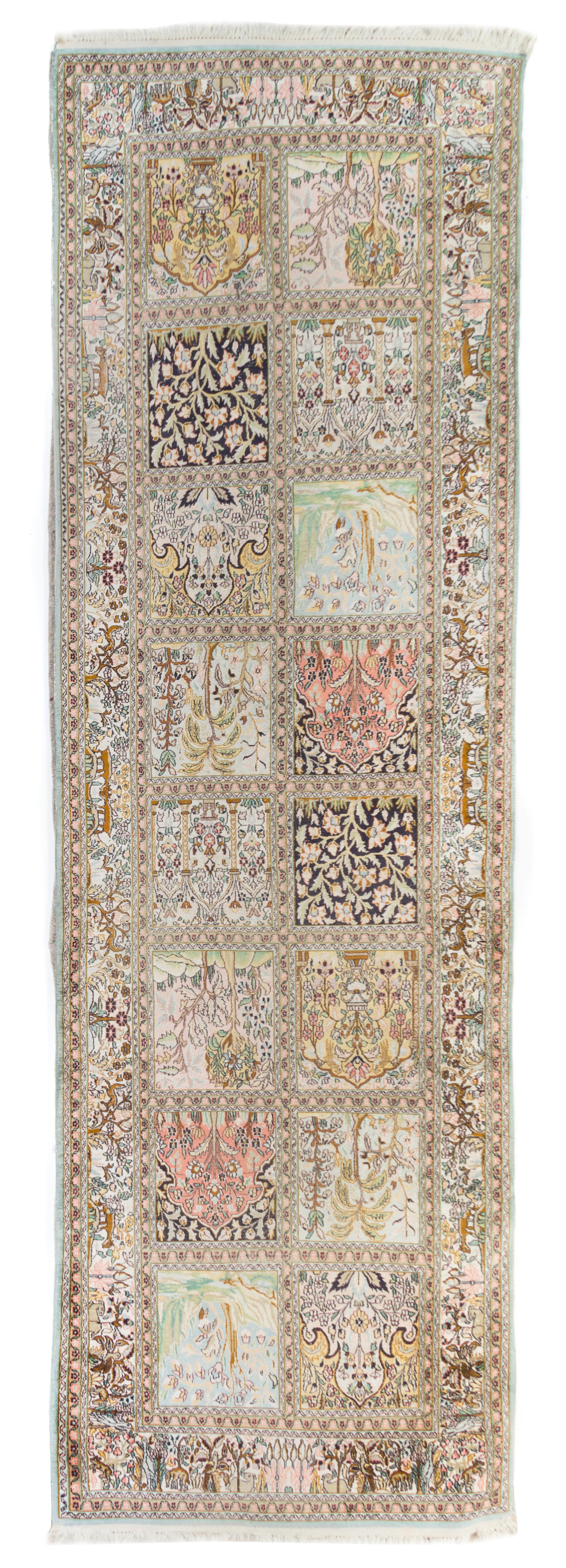An Indian Pictorial Wool Palace Runner 12 feet x 3 feet 11 inches.