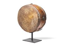 A Large Tibetan Painted Double-Sided Ceremonial Drum 藏皮鼓