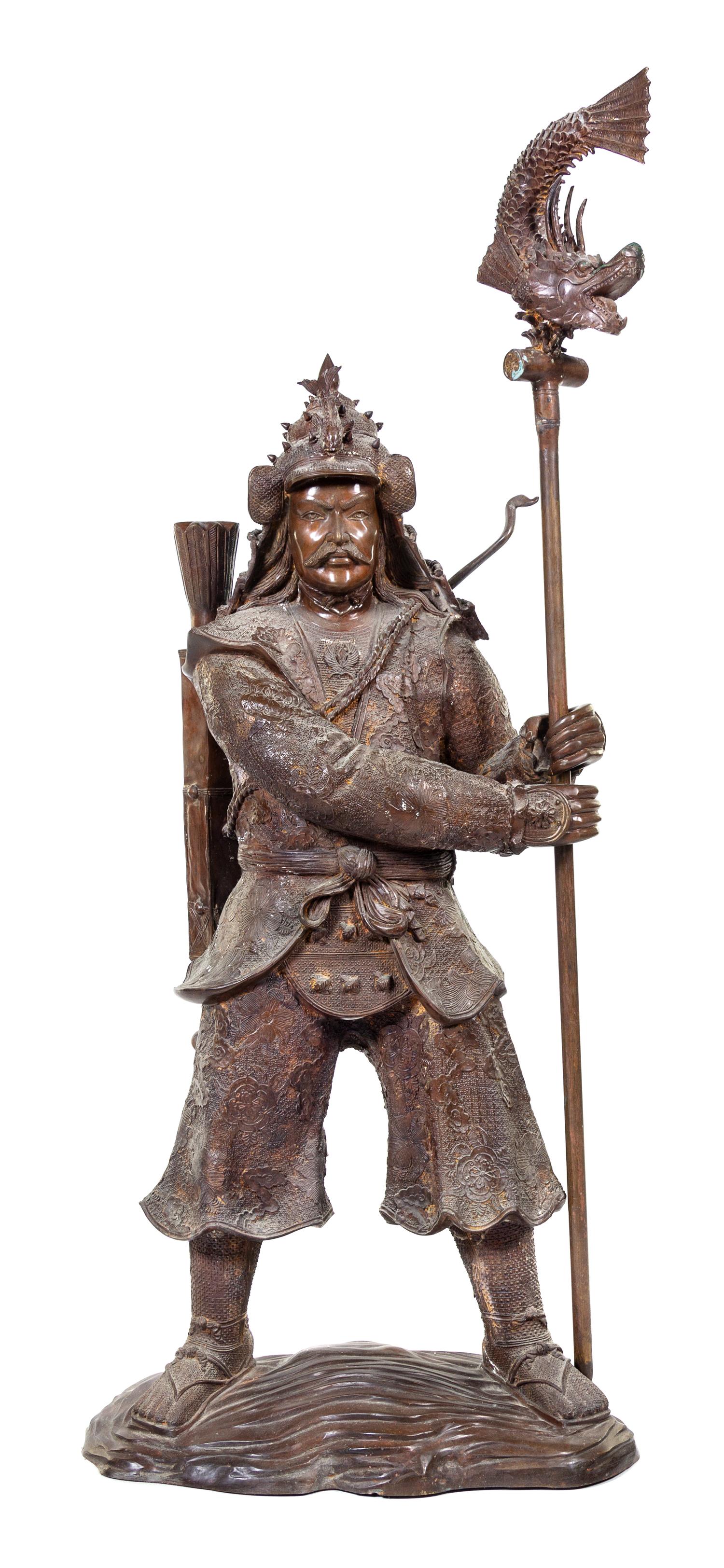 A Large Japanese Bronze Figure of a Samurai