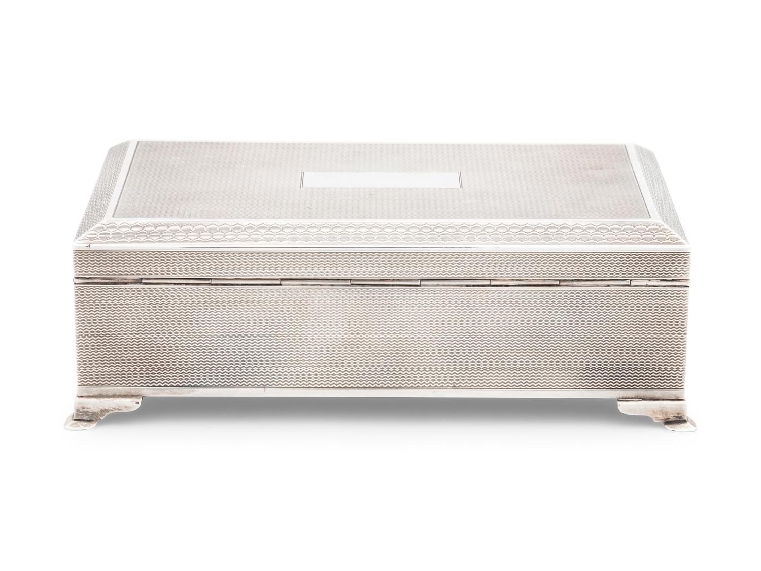 An English Silver Table-Top Cigarette Box
