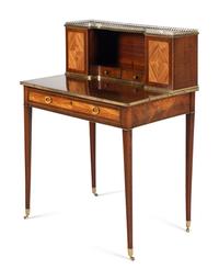 A Regency Tulipwood and Mahogany Bonheur du Jour