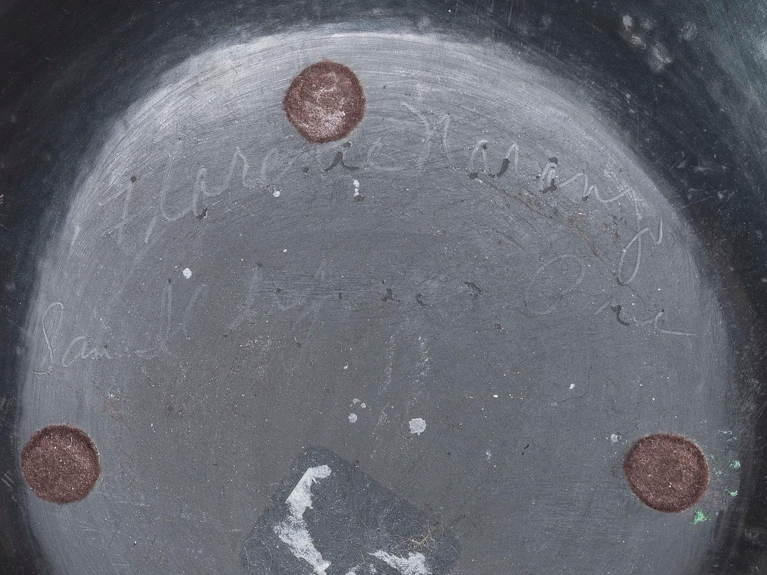 Blackware Pottery Bowl, with Repeating Feather Design