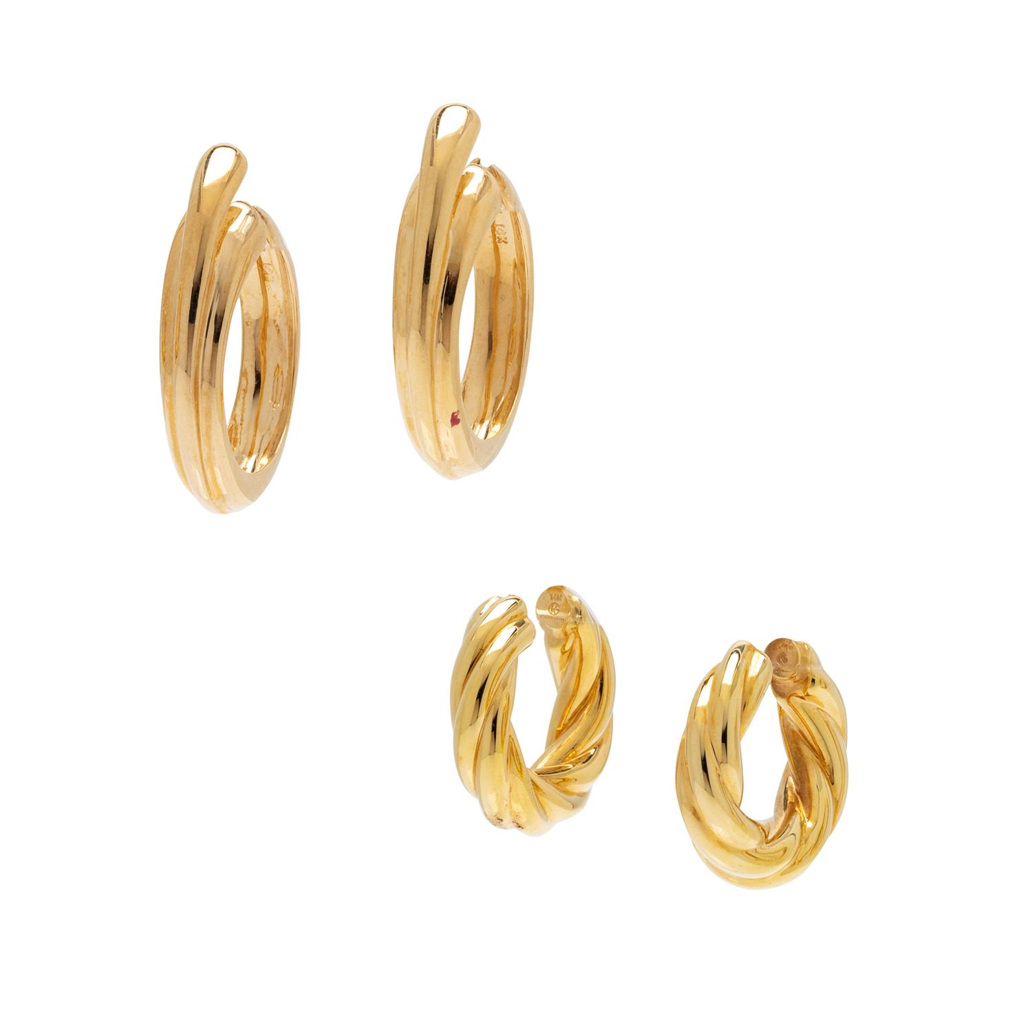 COLLECTION OF YELLOW GOLD HOOP EARRINGS