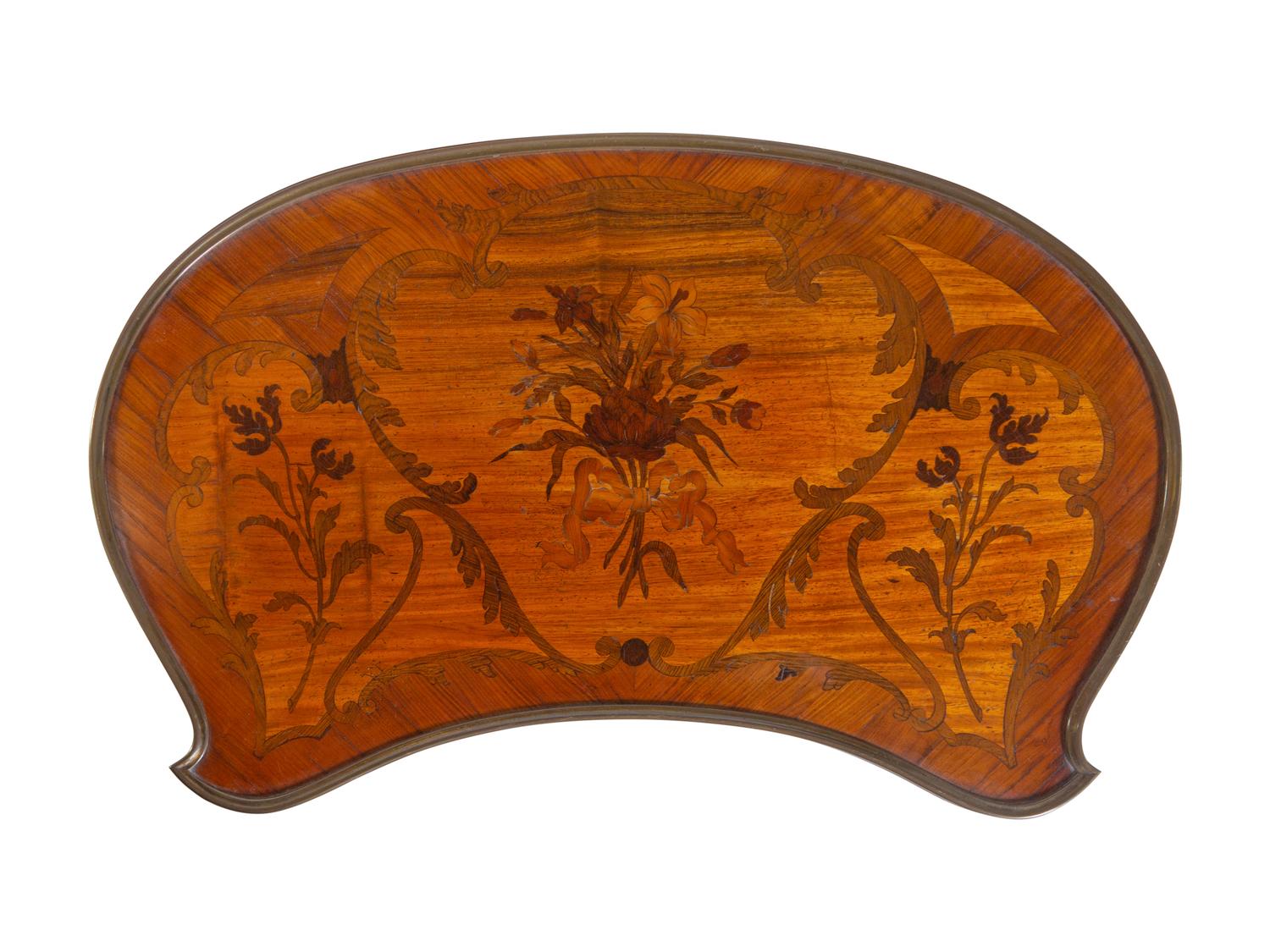 A Louis XV Style Gilt Bronze Mounted Marquetry Table à Ouvrage