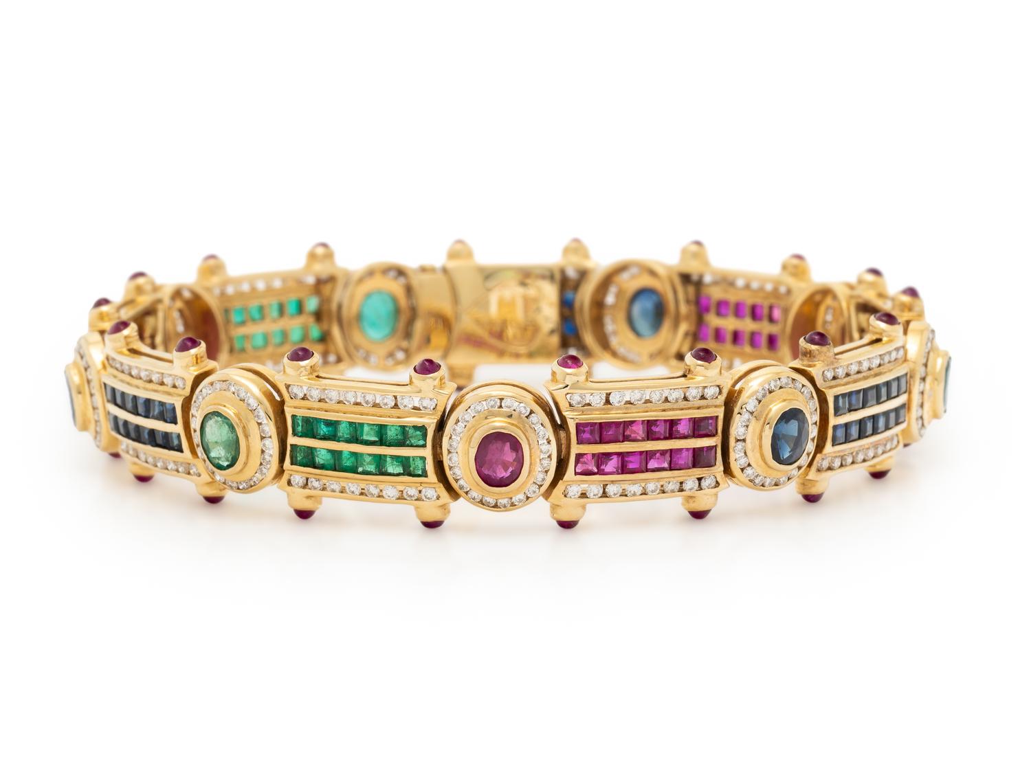 MULTIGEM, DIAMOND, AND YELLOW GOLD BRACELET