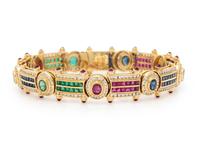 MULTIGEM, DIAMOND, AND YELLOW GOLD BRACELET