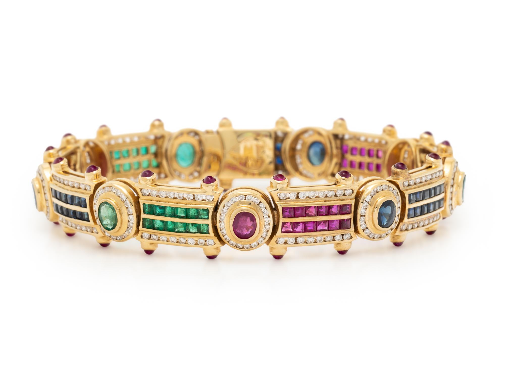 MULTIGEM, DIAMOND, AND YELLOW GOLD BRACELET