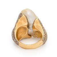 Yvel, Baroque Cultured Pearl, Colored Diamond, and Yellow Gold Ring