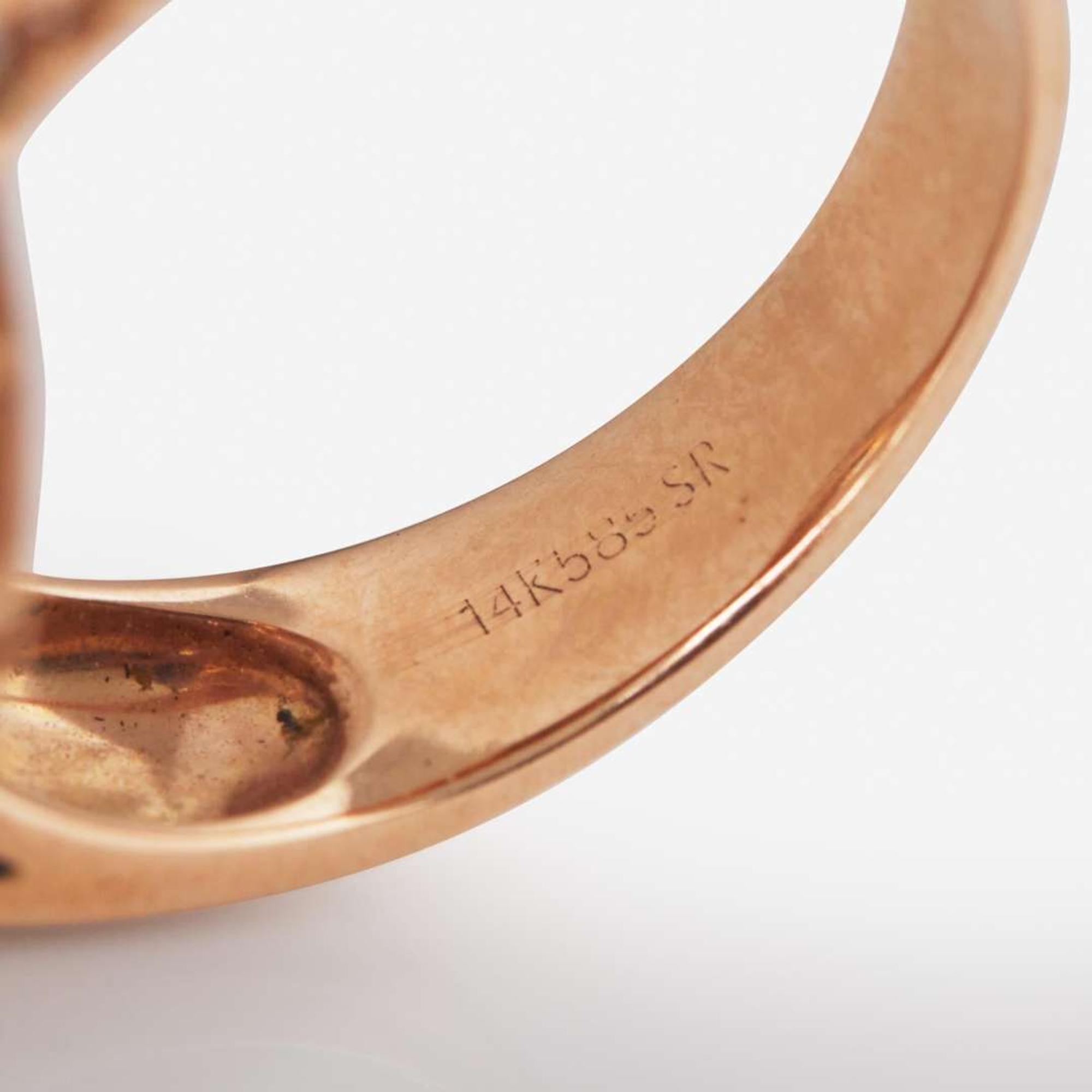 A 14K Rose Gold, Morganite, and Diamond Ring