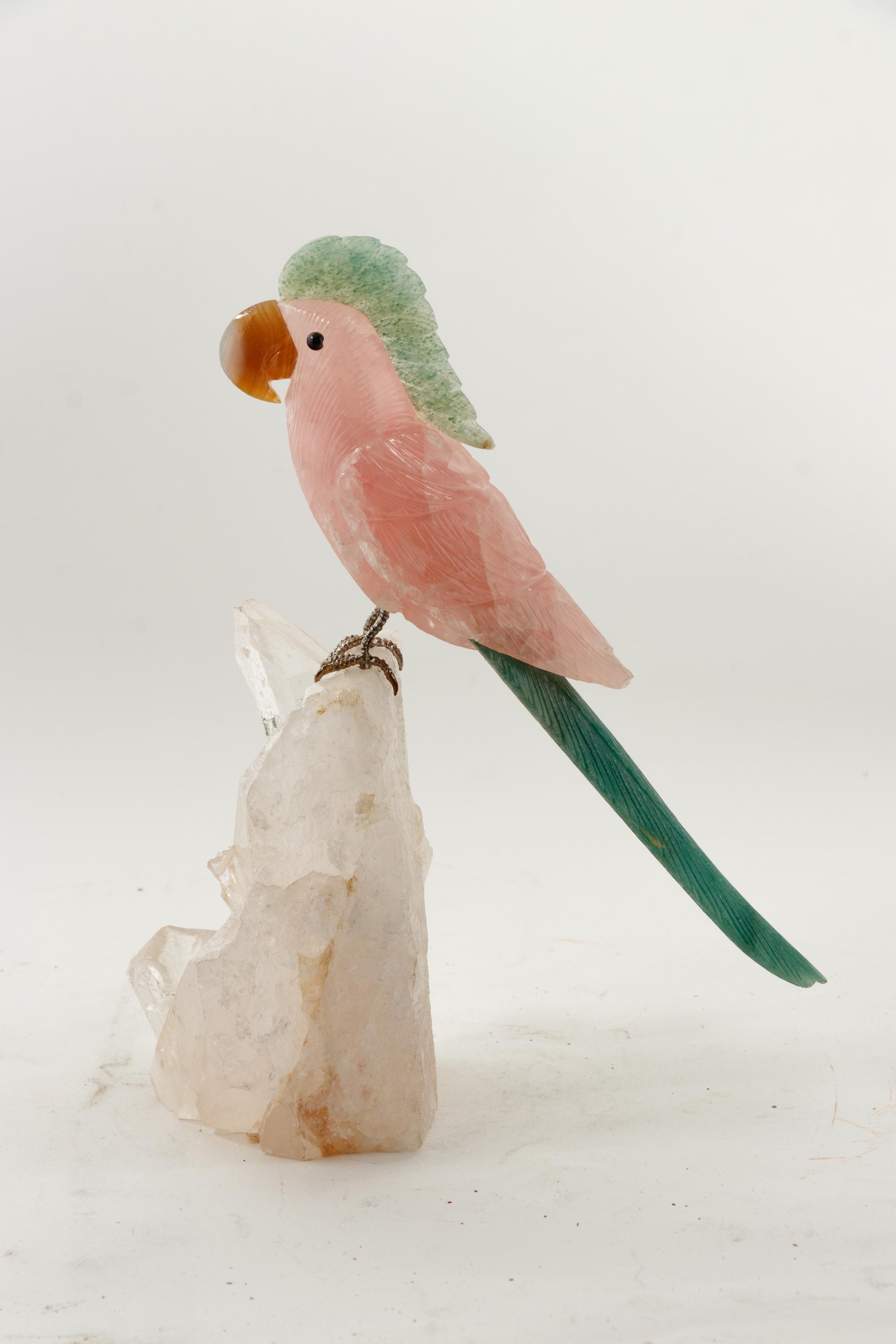 A Hardstone Figure of a Cockatoo