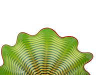 Two-Piece Persian Glass Set in Parrot Green with Red Lip