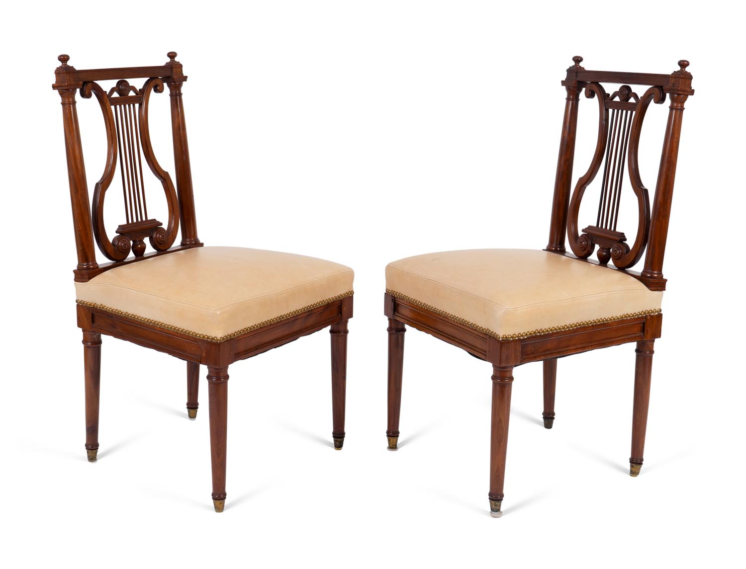 A Set of Six Louis XVI Mahogany Lyre Back Side Chairs — CIRCA 1790