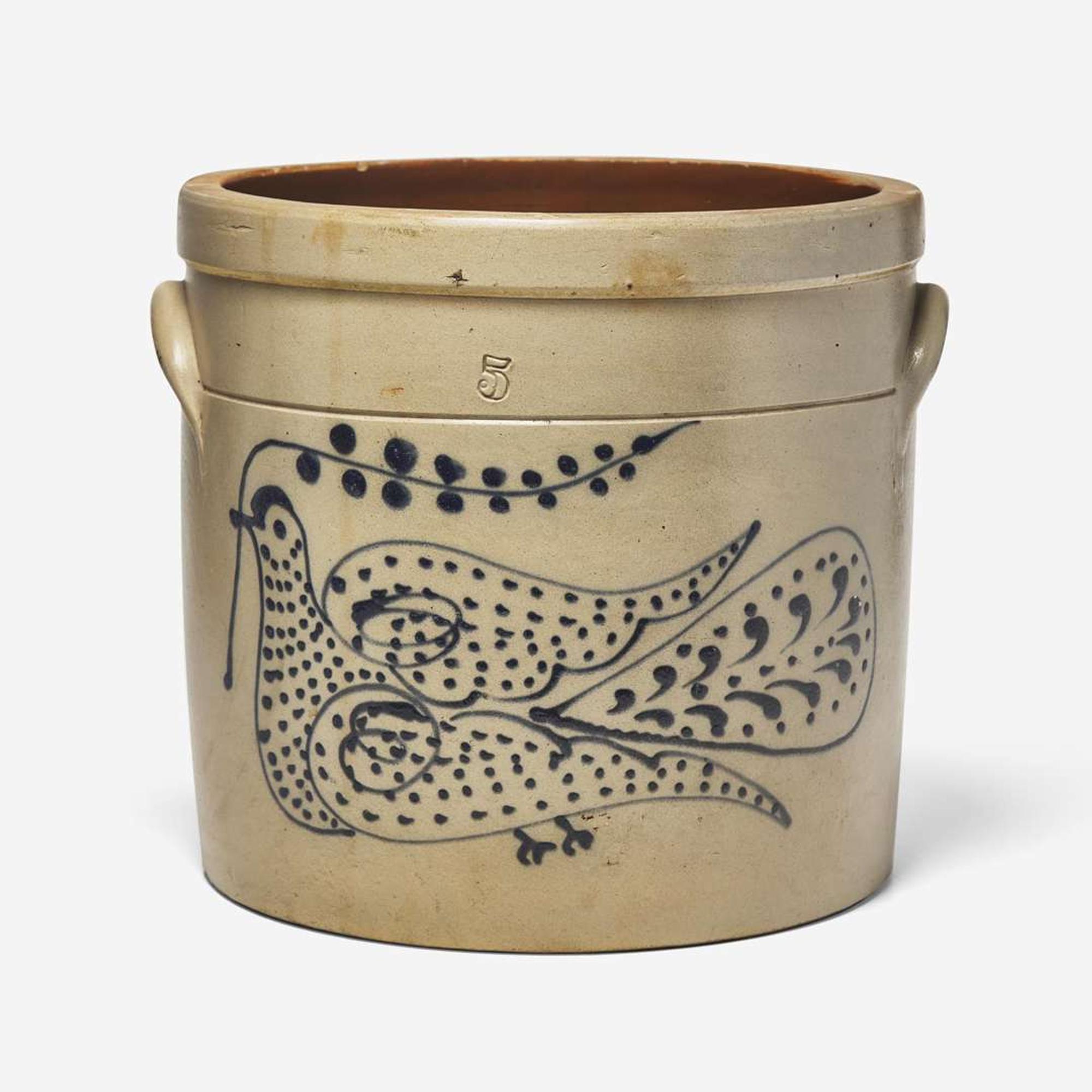 Two cobalt-decorated stoneware crocks New York and New Jersey, 19th century