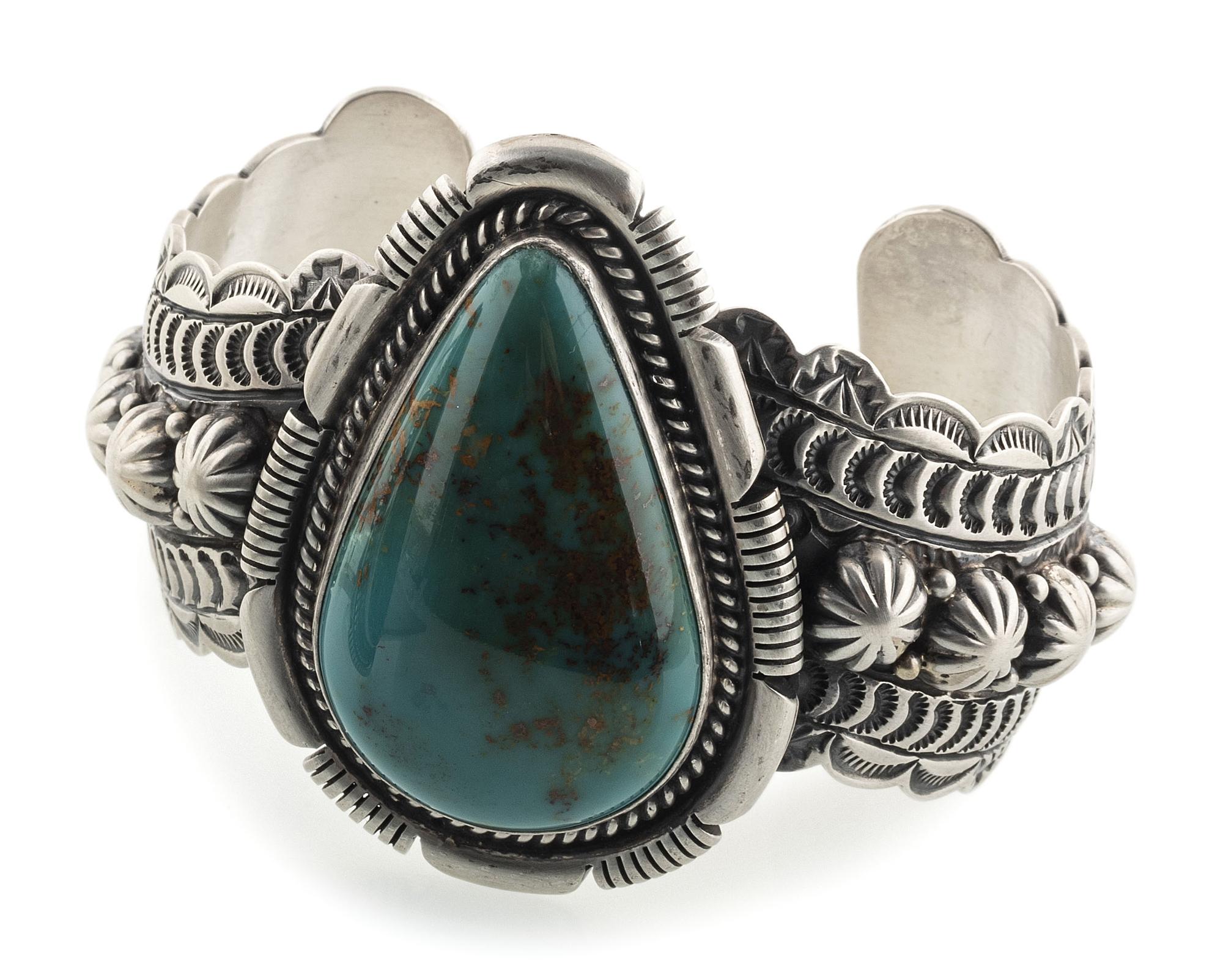 Navajo Sterling Silver and Turquoise Cuff Bracelet