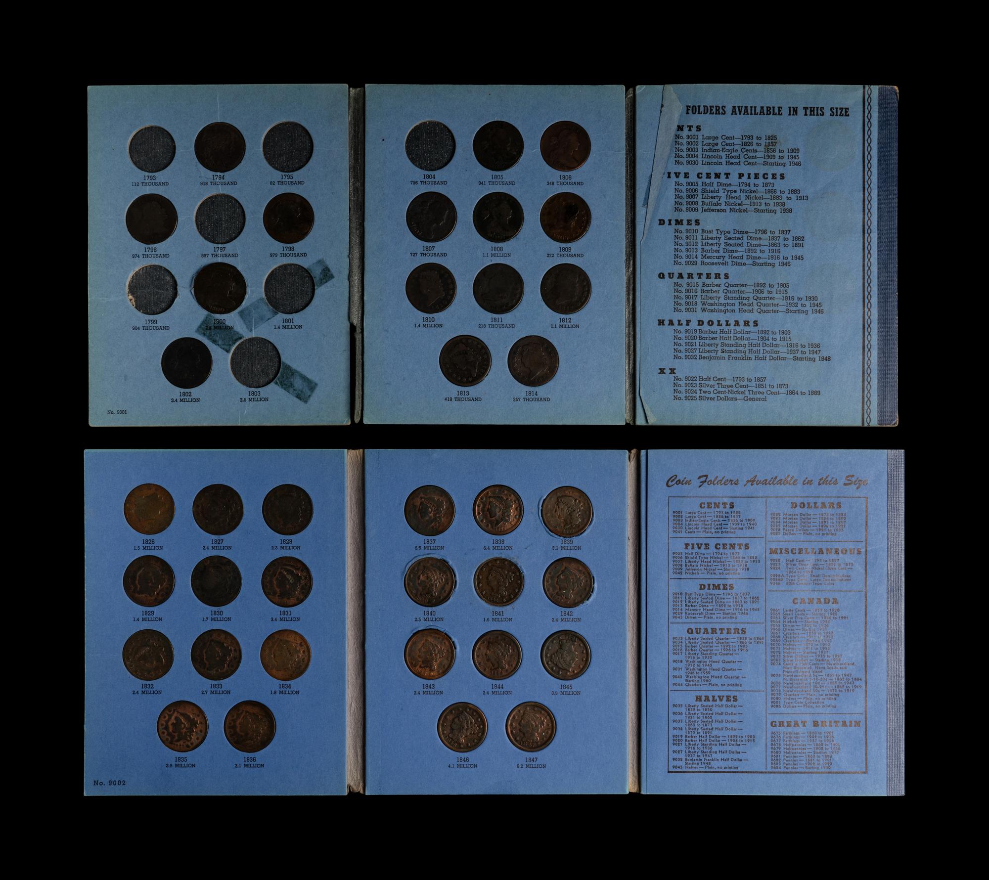 A Collection Sixty-Four of Large-Size 1c Coins