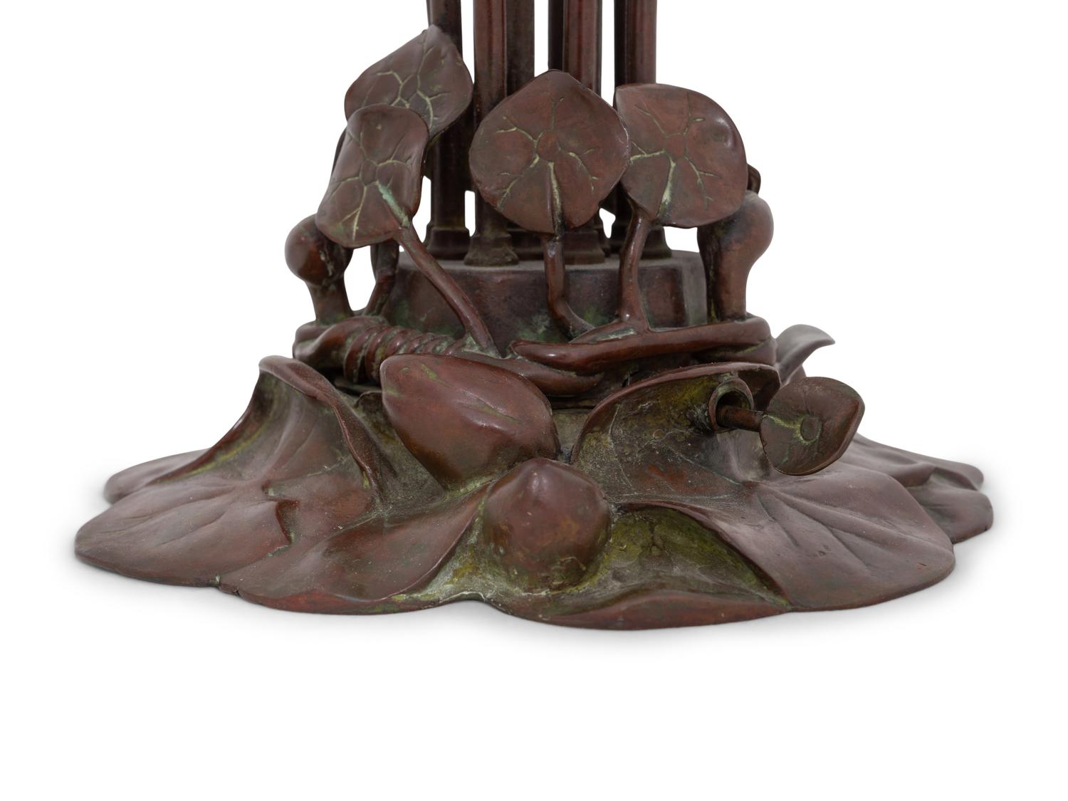 A Tiffany Studios Bronze Twelve-Light Lily Lamp Base
