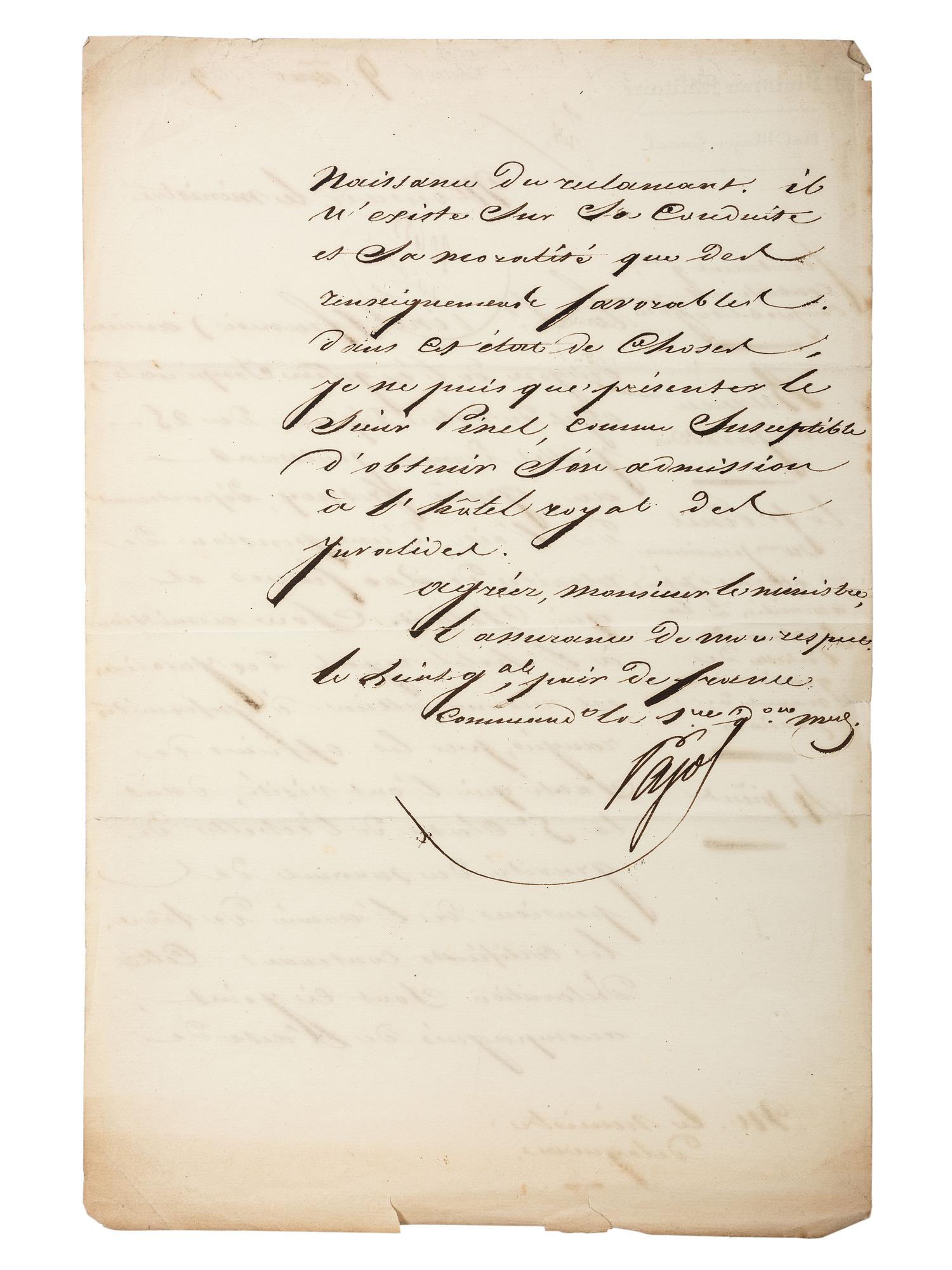 [MANUSCRIPTS - NAPOLEONIC]. A group of 2 letters in French, related to Jean-Baptiste Viallanes and Claude-Pierre Pajol.