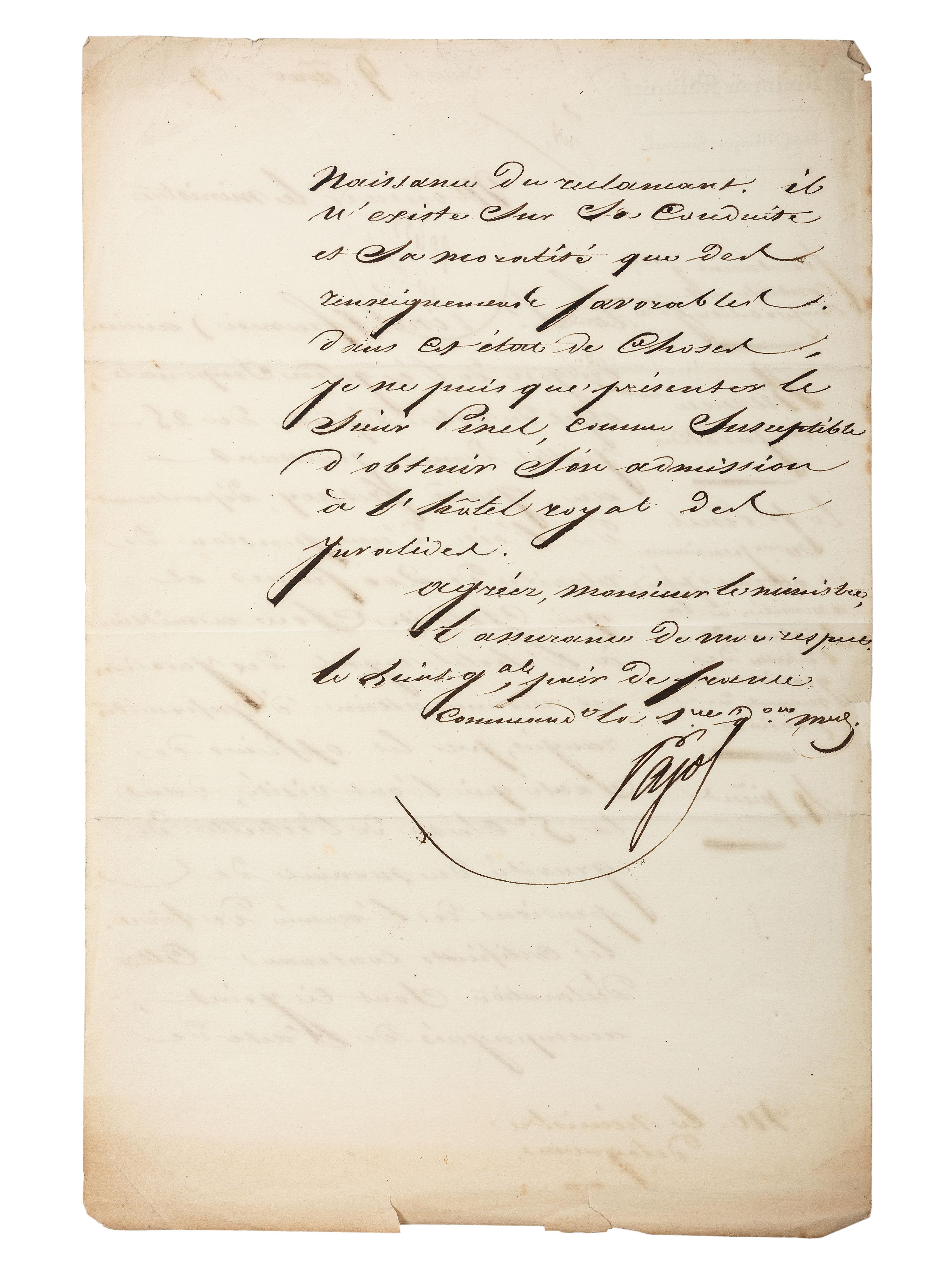 [MANUSCRIPTS - NAPOLEONIC]. A group of 2 letters in French, related to Jean-Baptiste Viallanes and Claude-Pierre Pajol.