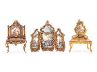 Five Viennese Enameled Miniature Furniture Articles