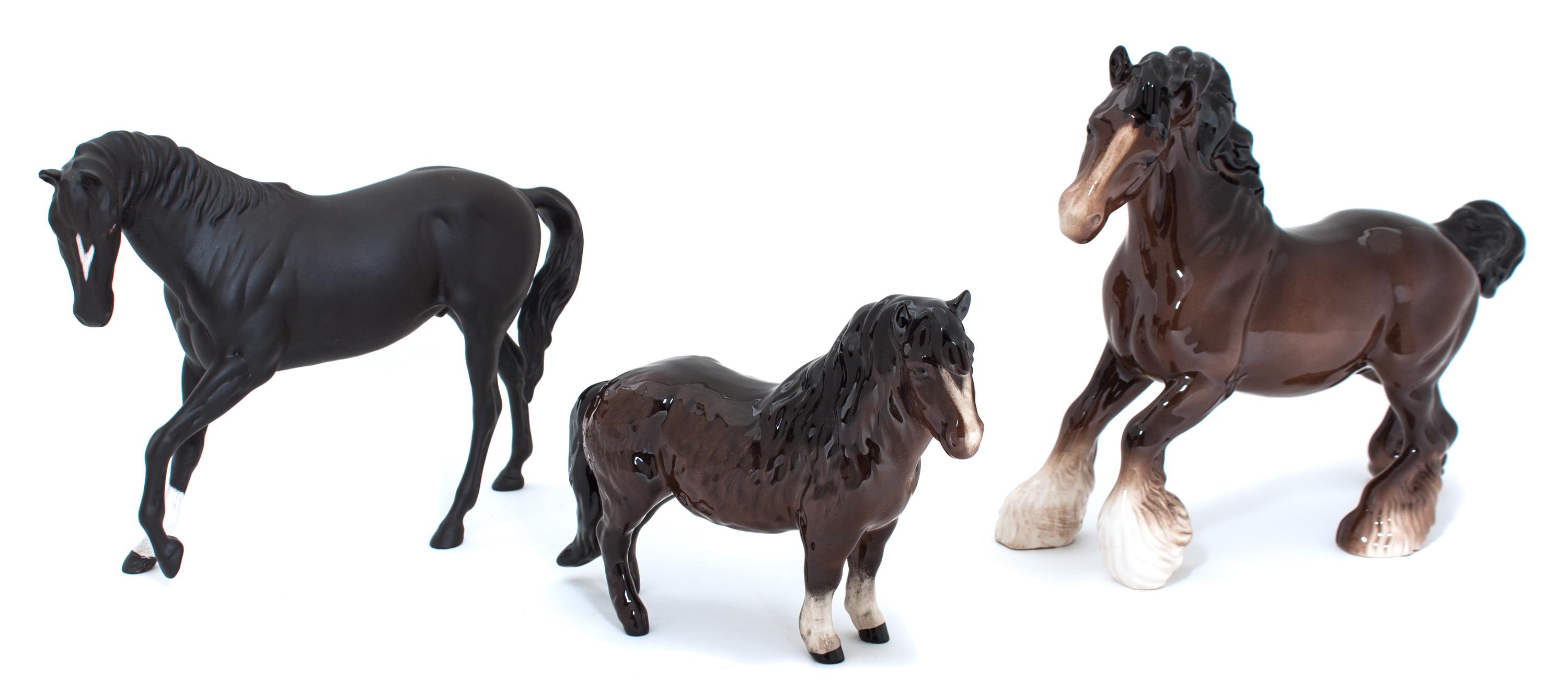 Three Royal Doulton Horses Height of tallest 8 1/4 inches.