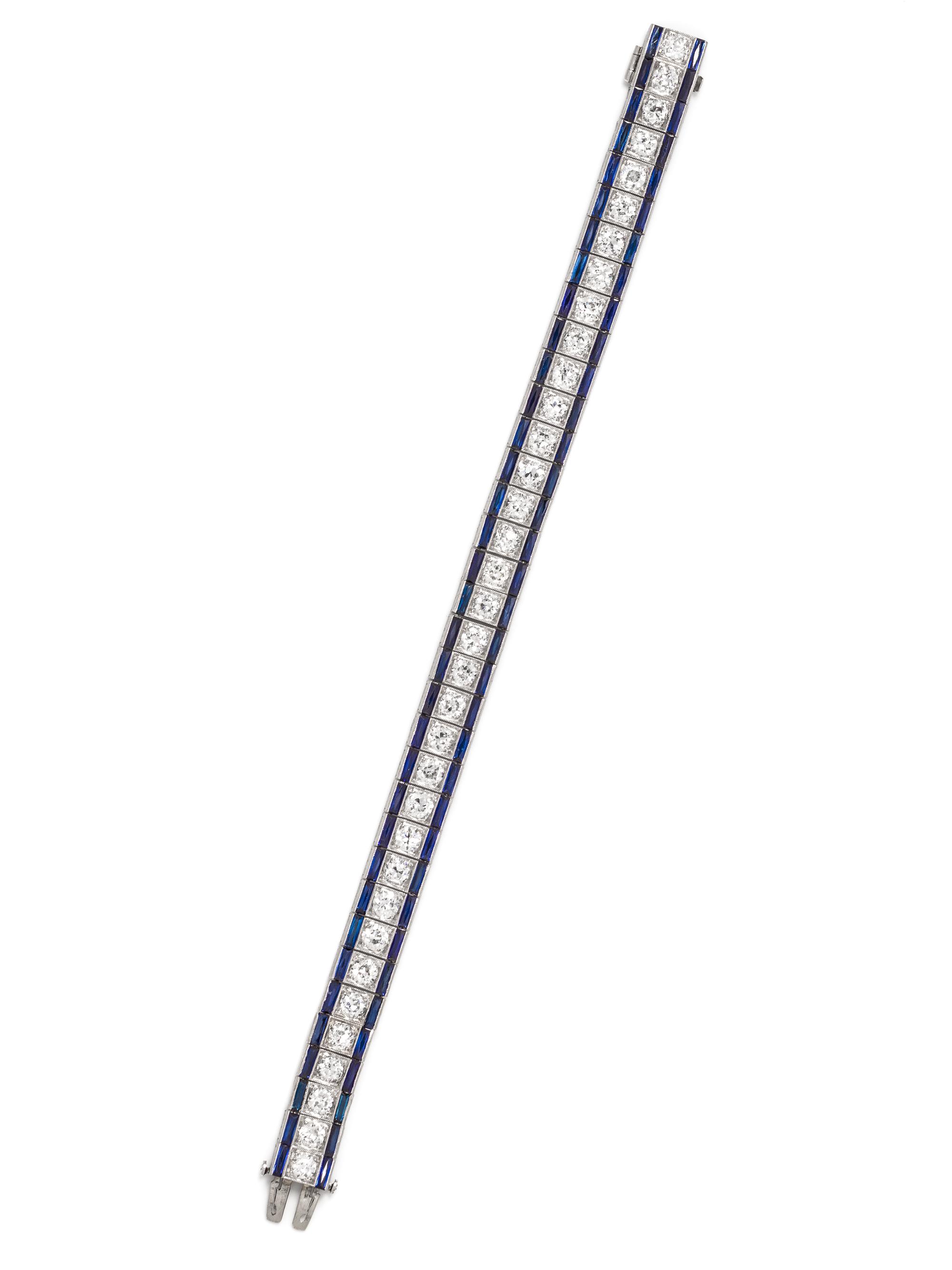 ART DECO, DIAMOND AND SYNTHETIC SAPPHIRE BRACELET