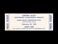 A 1964 Sonny Liston vs. Cassius Clay (Muhammad Ali) Heavyweight Boxing Championship Weigh In Press Ticket,