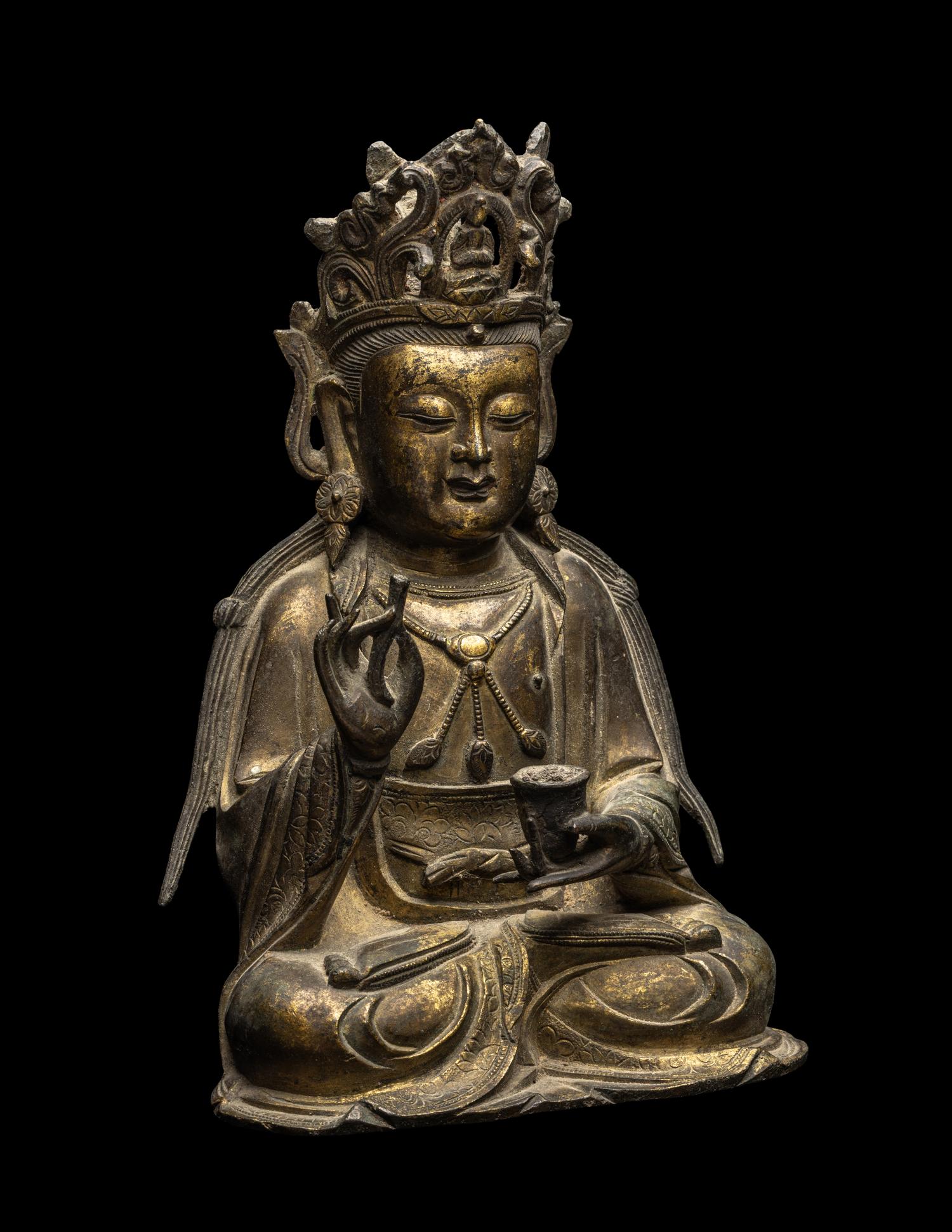 A Chinese Gilt Bronze Figure of Guanyin
