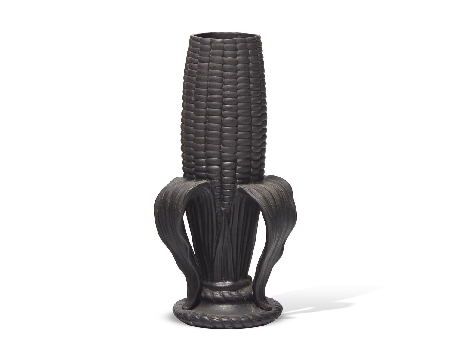 A Wedgwood Black Basalt Cornhusk Bud Vase