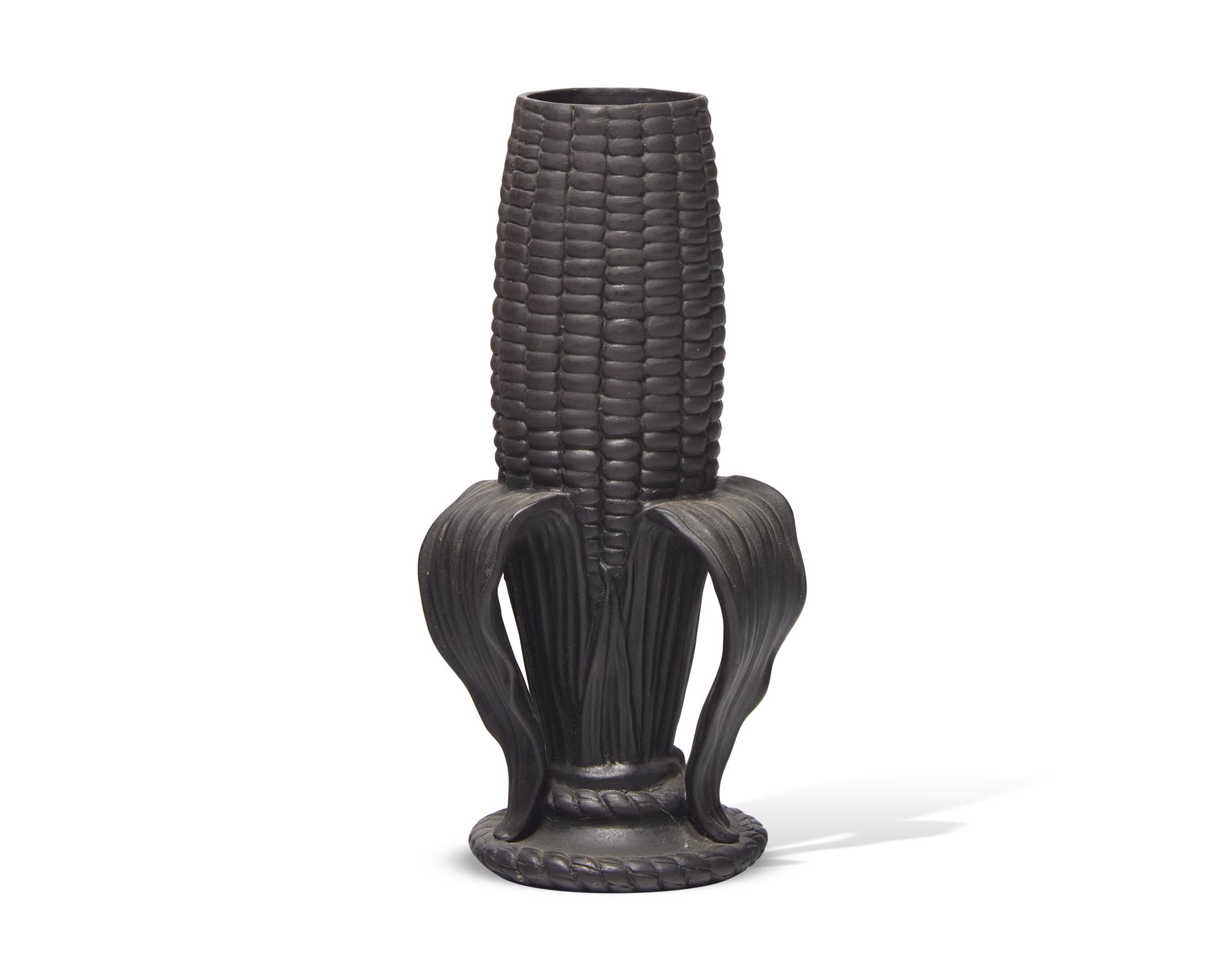 A Wedgwood Black Basalt Cornhusk Bud Vase
