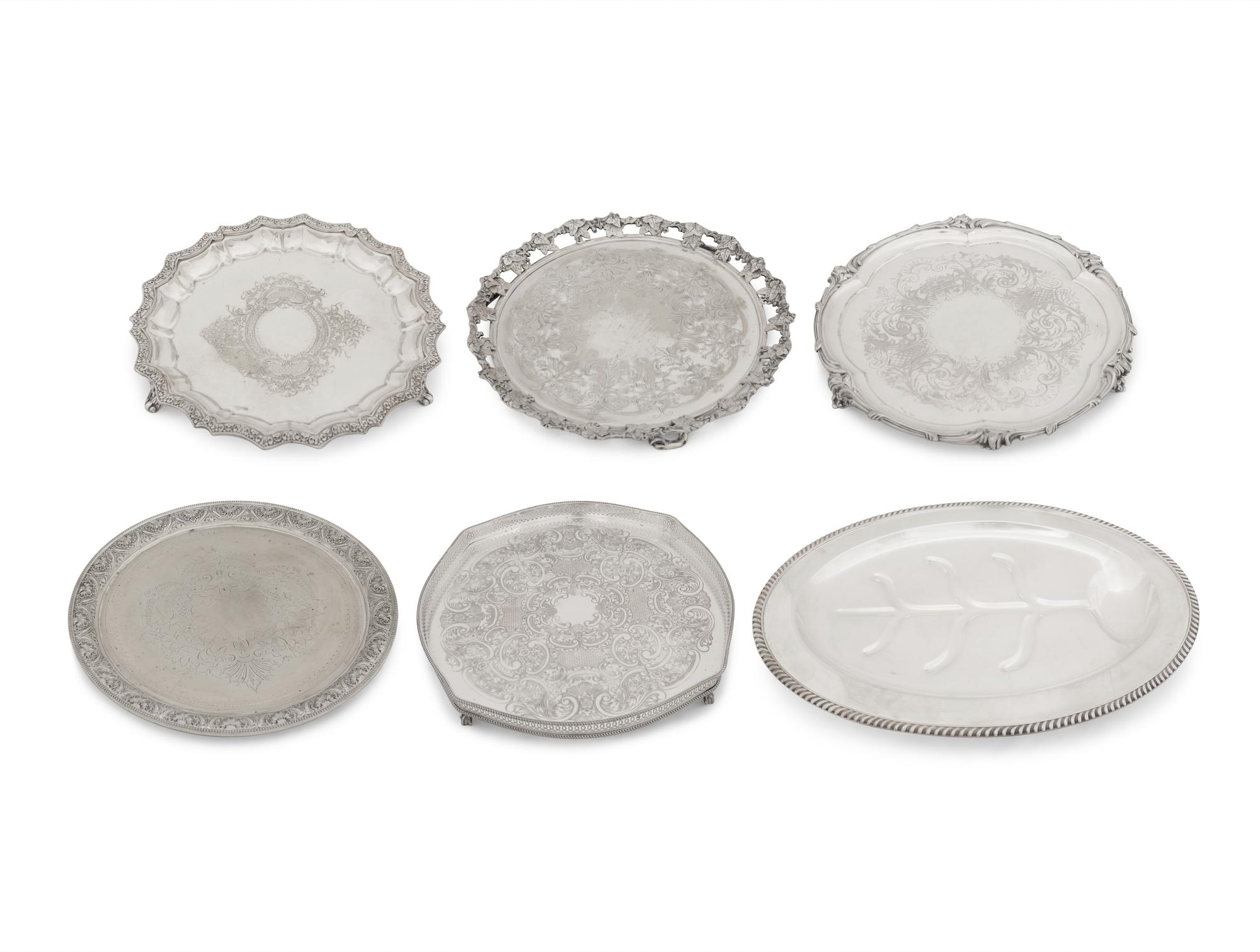 A Group of Silver-Plate Trays