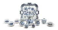 An Assembled Meissen Porcelain Tea Service, Height of first 9 1/8 inches.