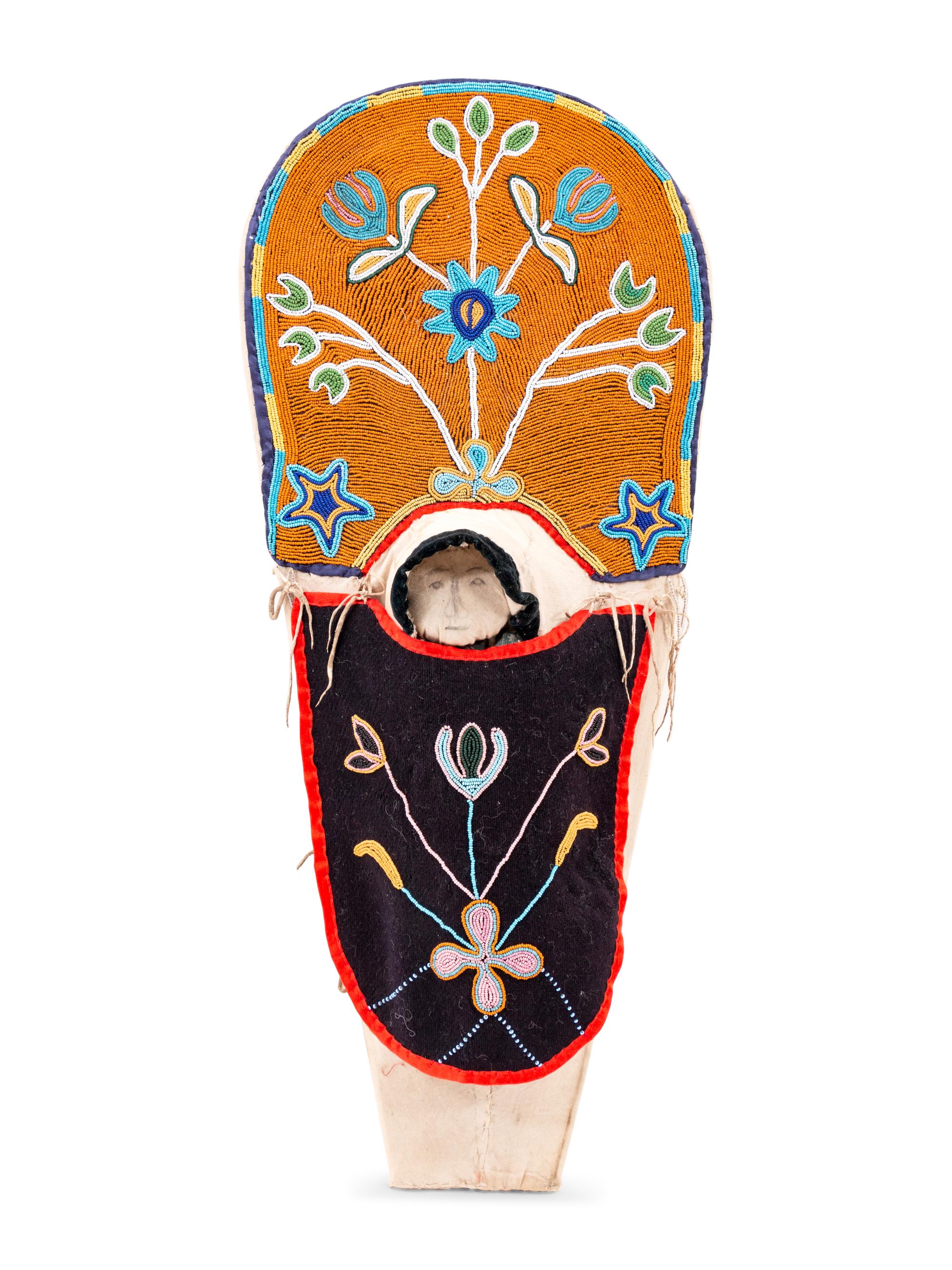 Nez Perce Beaded Toy Cradle, with Doll