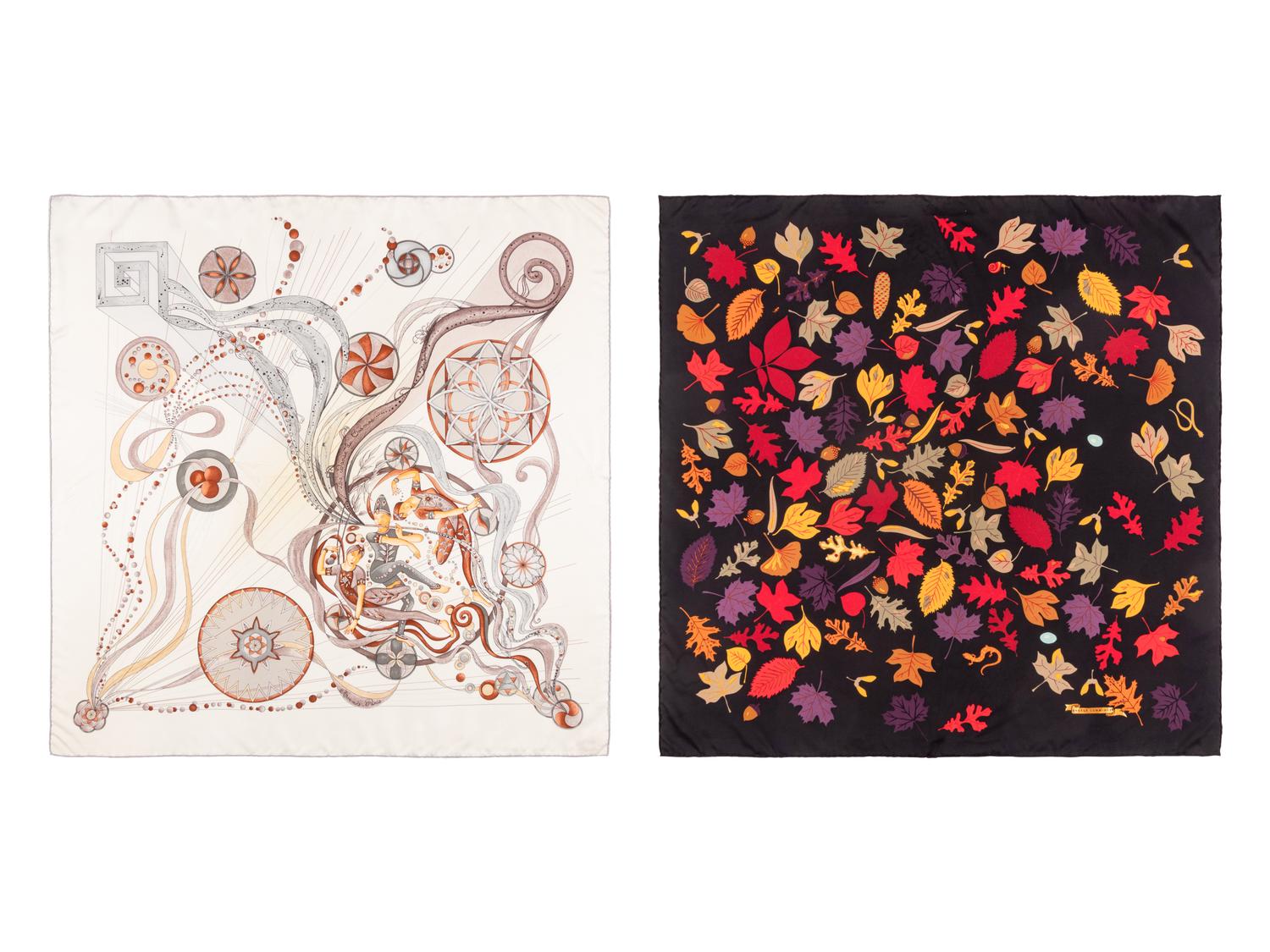 Hermès & Angela Cummings, Two Printed Silk Scarves