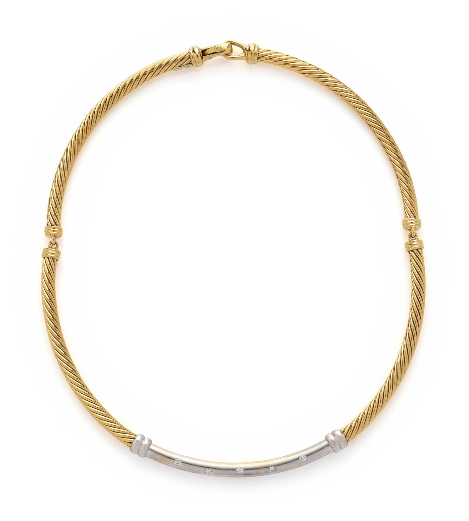 DAVID YURMAN, BICOLOR GOLD AND DIAMOND COLLAR NECKLACE