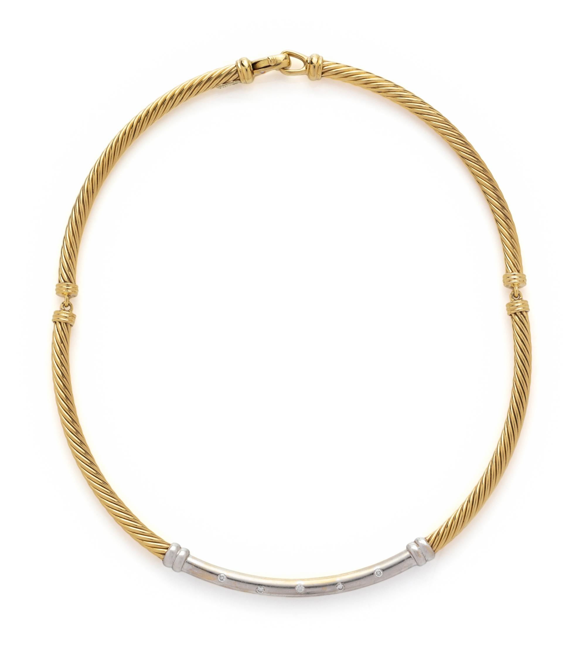 DAVID YURMAN, BICOLOR GOLD AND DIAMOND COLLAR NECKLACE