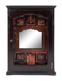 A Continental Tortoiseshell and Faux Tortoiseshell Veneered Collector's Cabinet