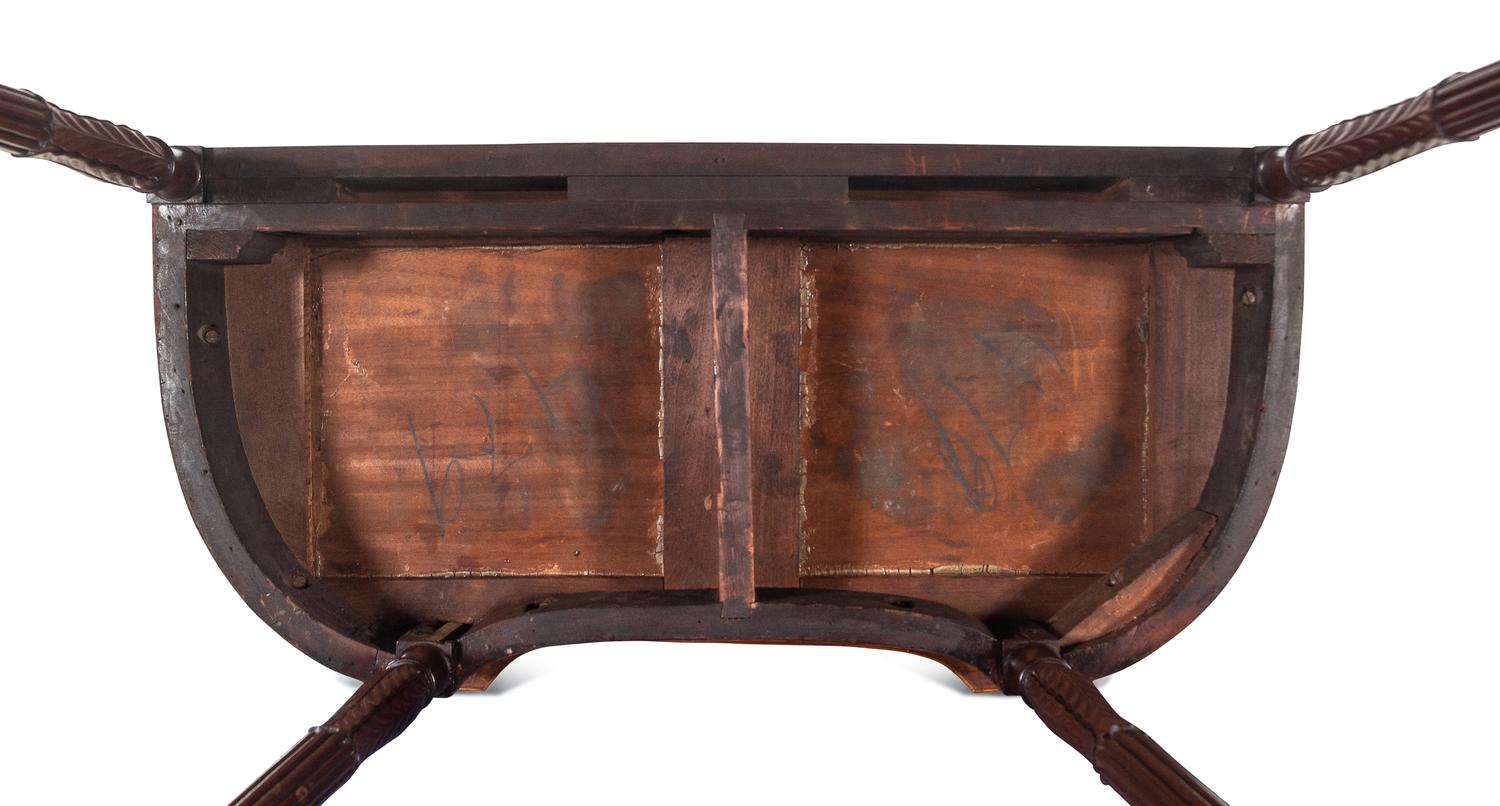A Federal Style Carved and Inlaid Mahogany and Satinwood Console Table