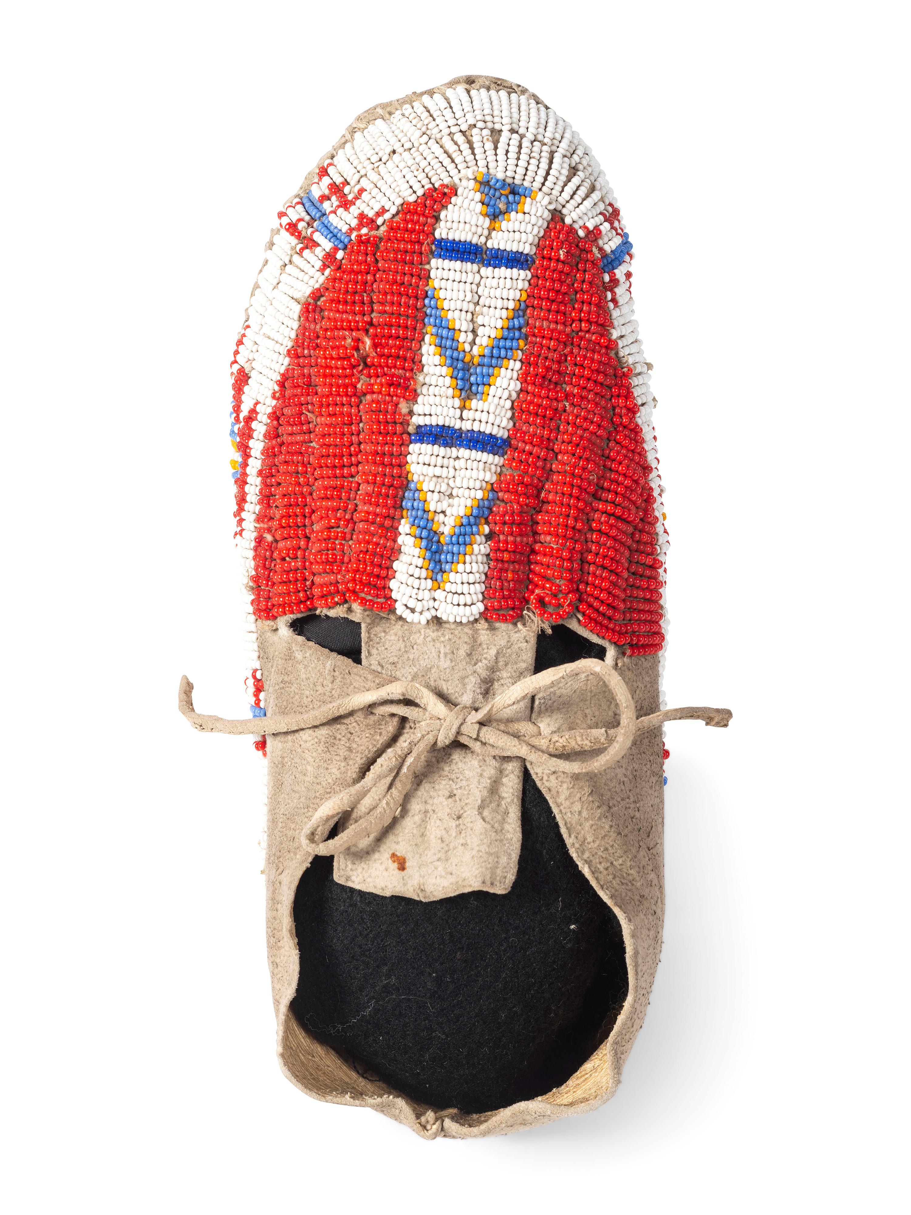 Northern Plains Beaded Hide Moccasins