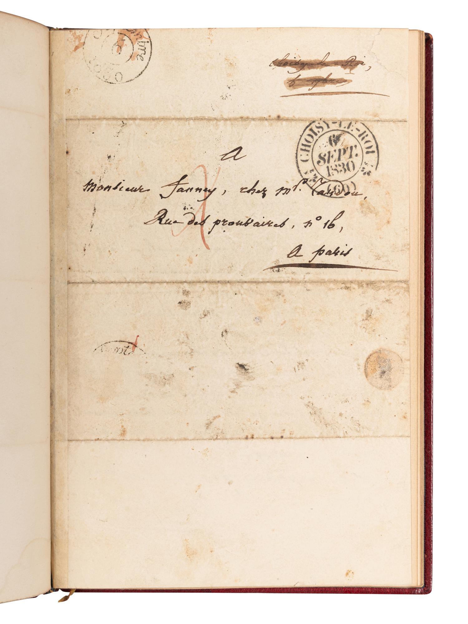 ROUGET DE LISLE, Claude Joseph (1760-1836). Autograph letter signed ("J. Rouget de Lisle"), as former officer with the French Royal Corps of Engineer to Monsieur Fauncy. Choisy-le-Roi, 6 September 1830.